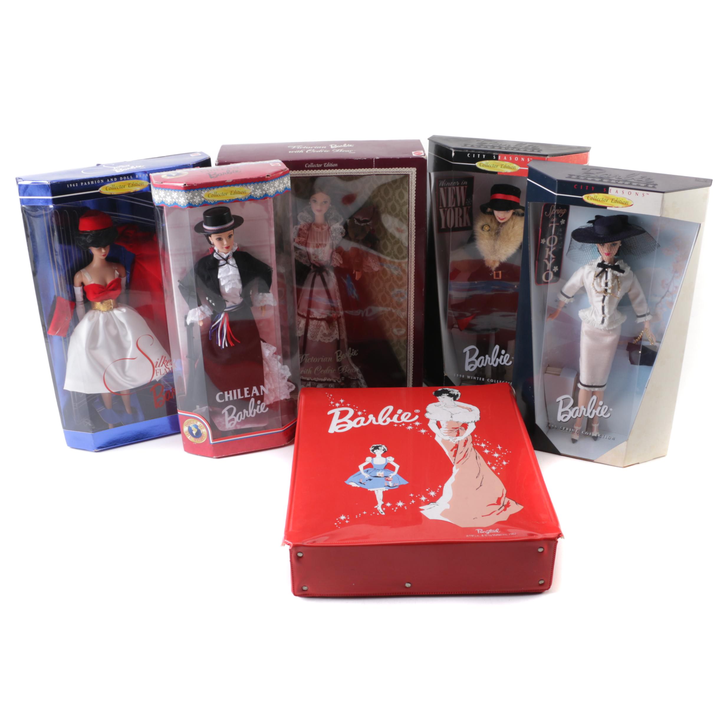 Mattel Collector Edition Barbie Dolls and 1962 Carrying Case