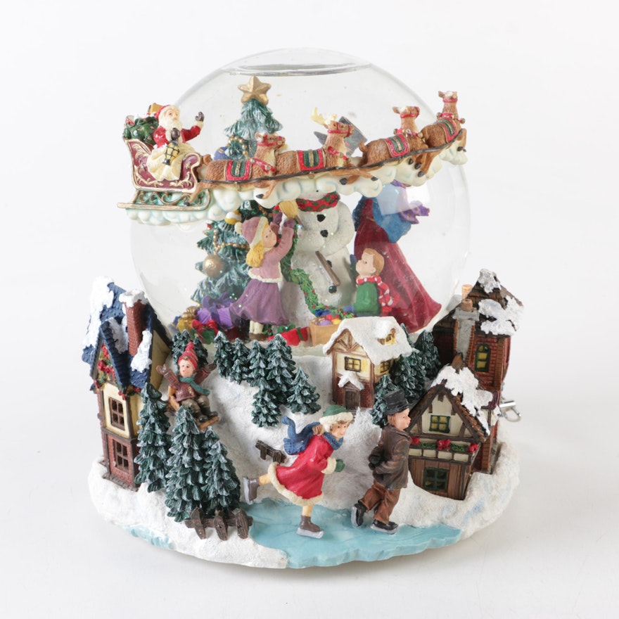 Christmas Snowglobe With Santa and His Reindeer