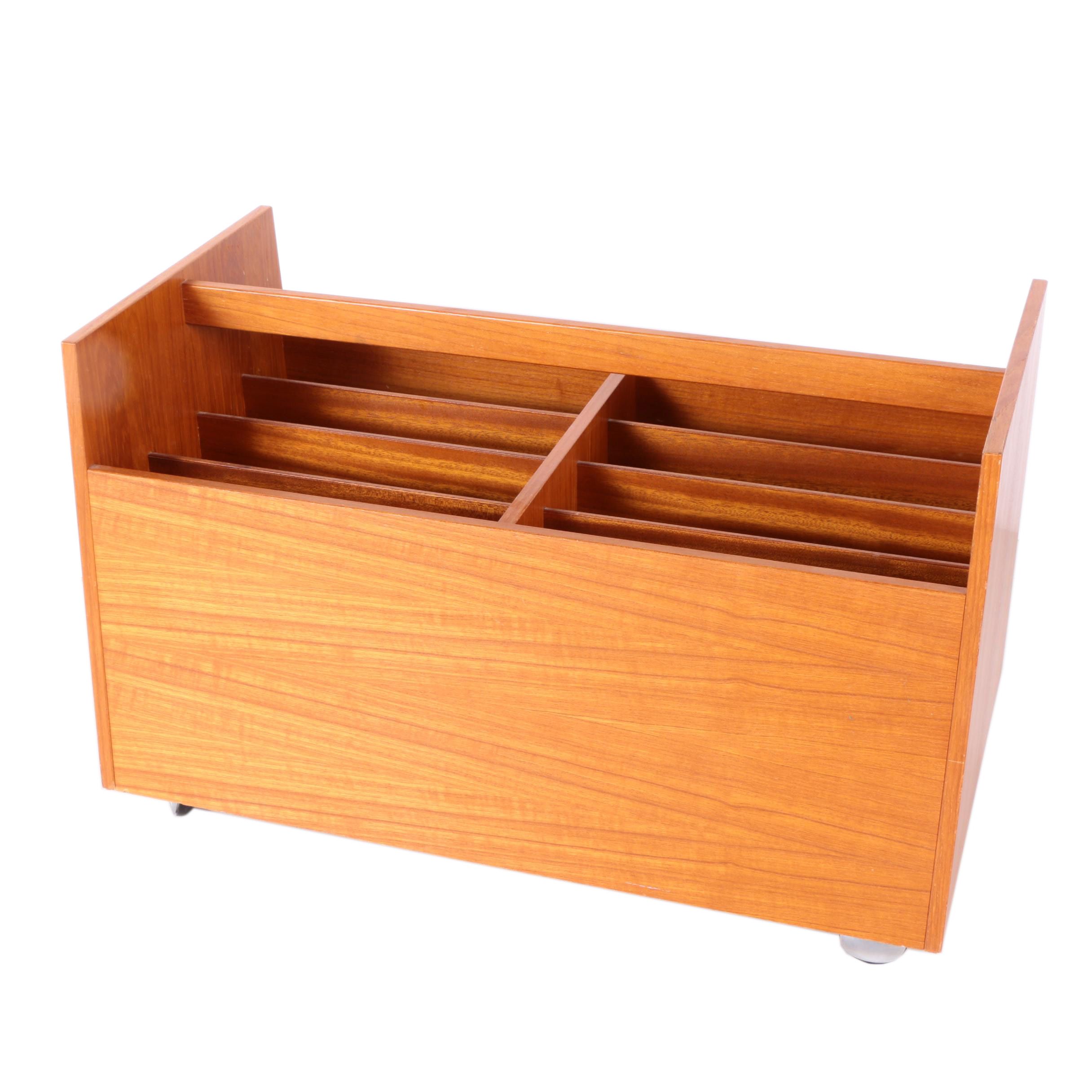 Rolling Wood Storage Bin