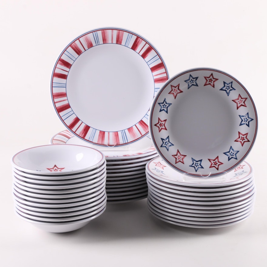 Longaberger Stars & Stripes Melamine Plates, Salad Plates and Bowls