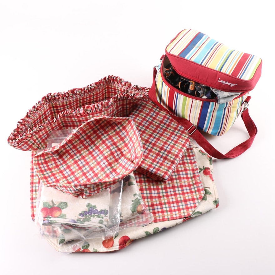 Longaberger "Sunny Day" Soft Side Lunch Box and Fabric Basket Liners