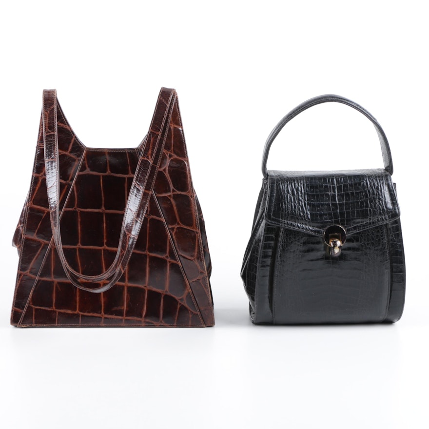 Braccialini and Frenchy of California Embossed Leather Handbags