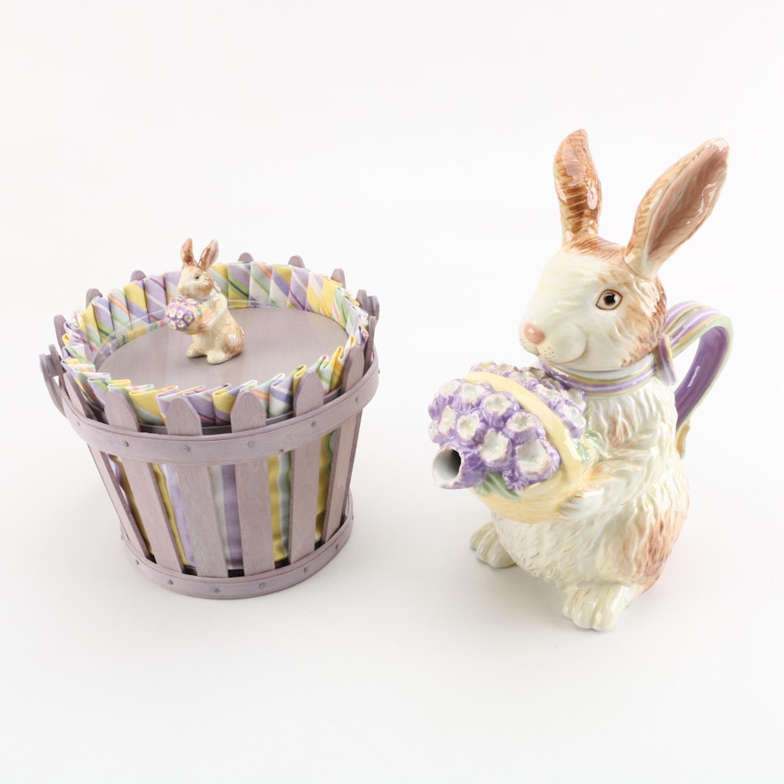 Longaberger Easter Basket and Bunny Figure