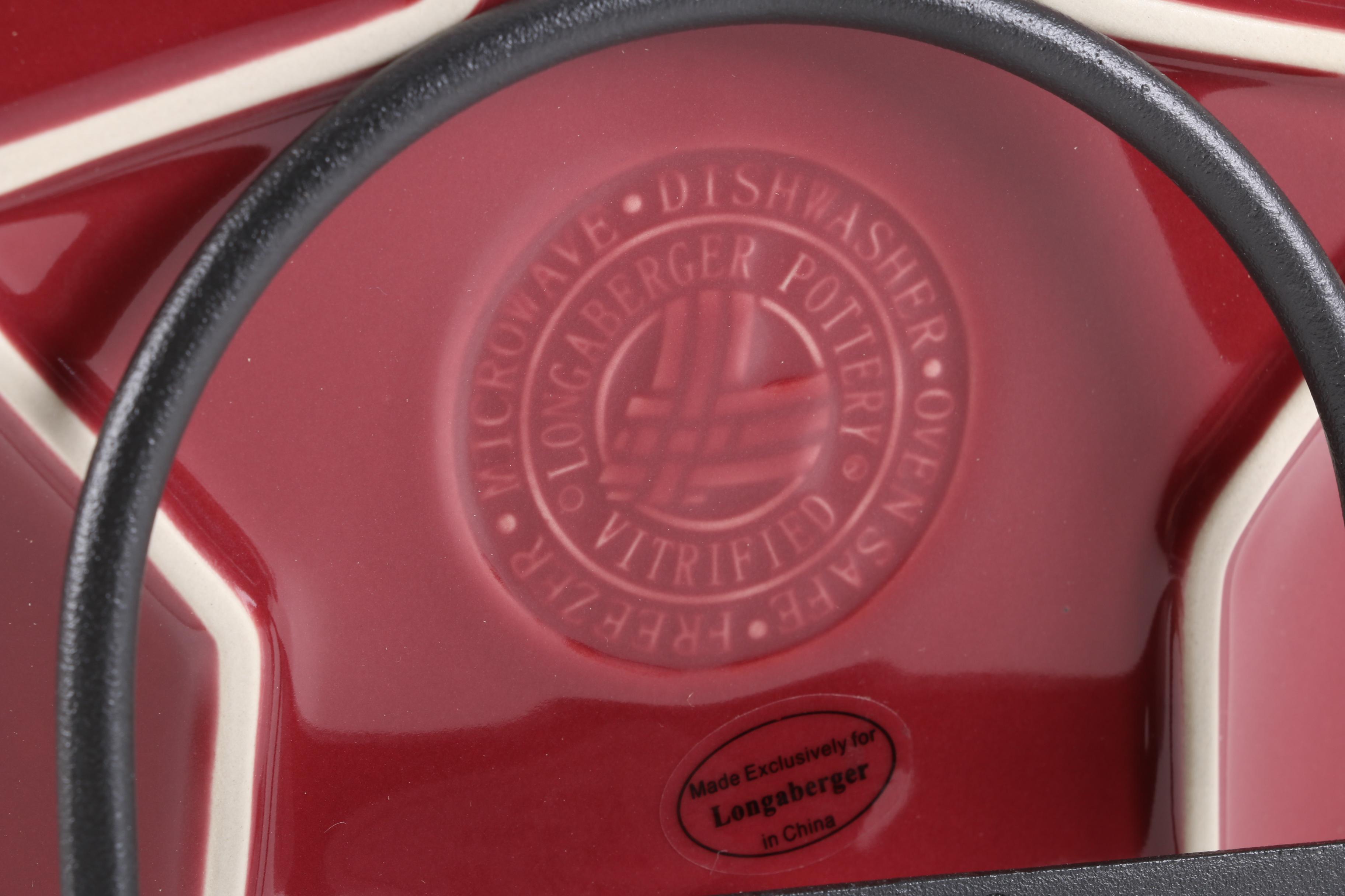 Longaberger "Woven Traditions" Red White and Blue Star Plates with Iron Hangers