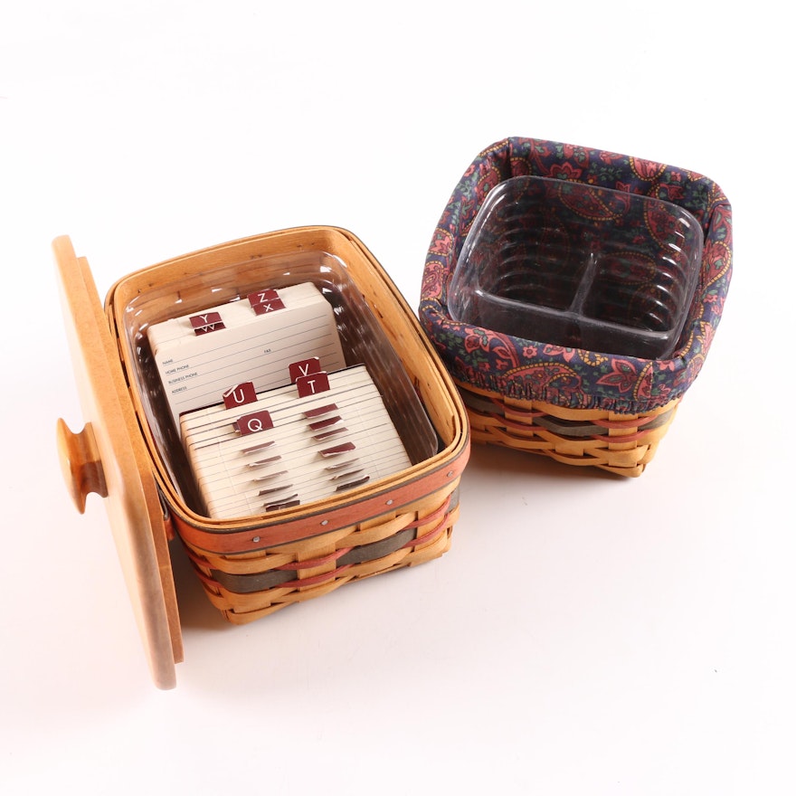 Longaberger Baskets Including Rolodex Cards and Liners