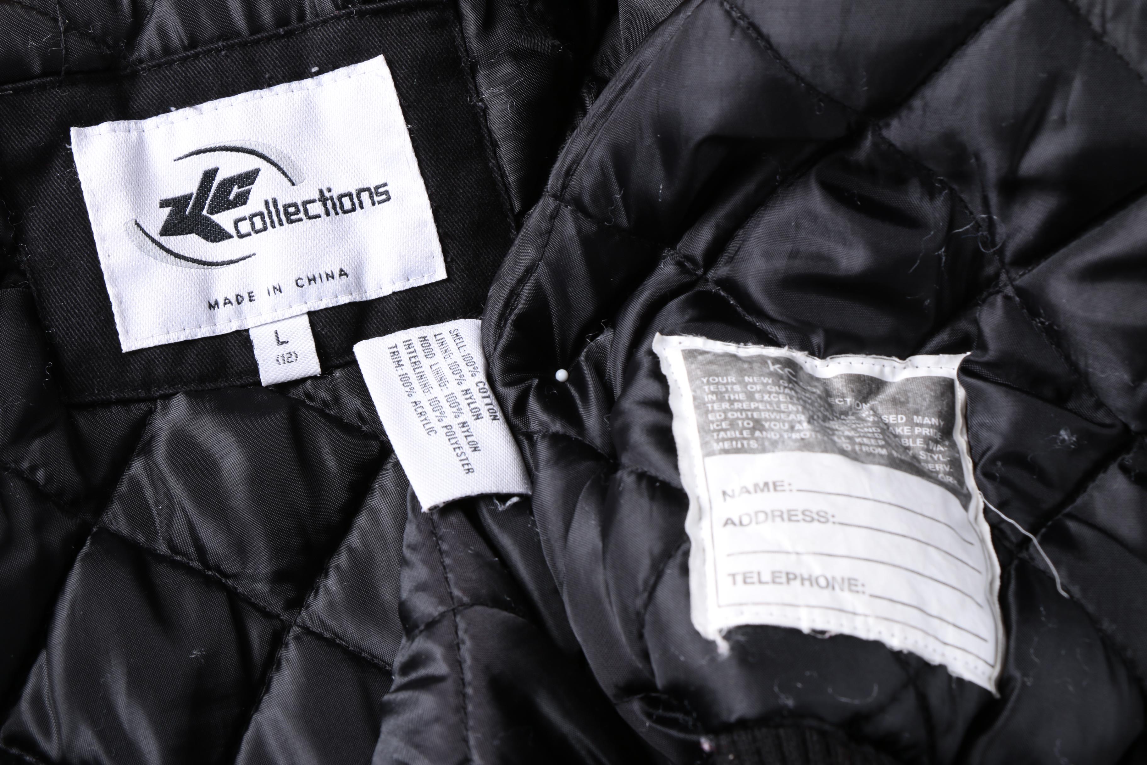 Children's KC Collections Black Coat with Faux Fur Trim Hood