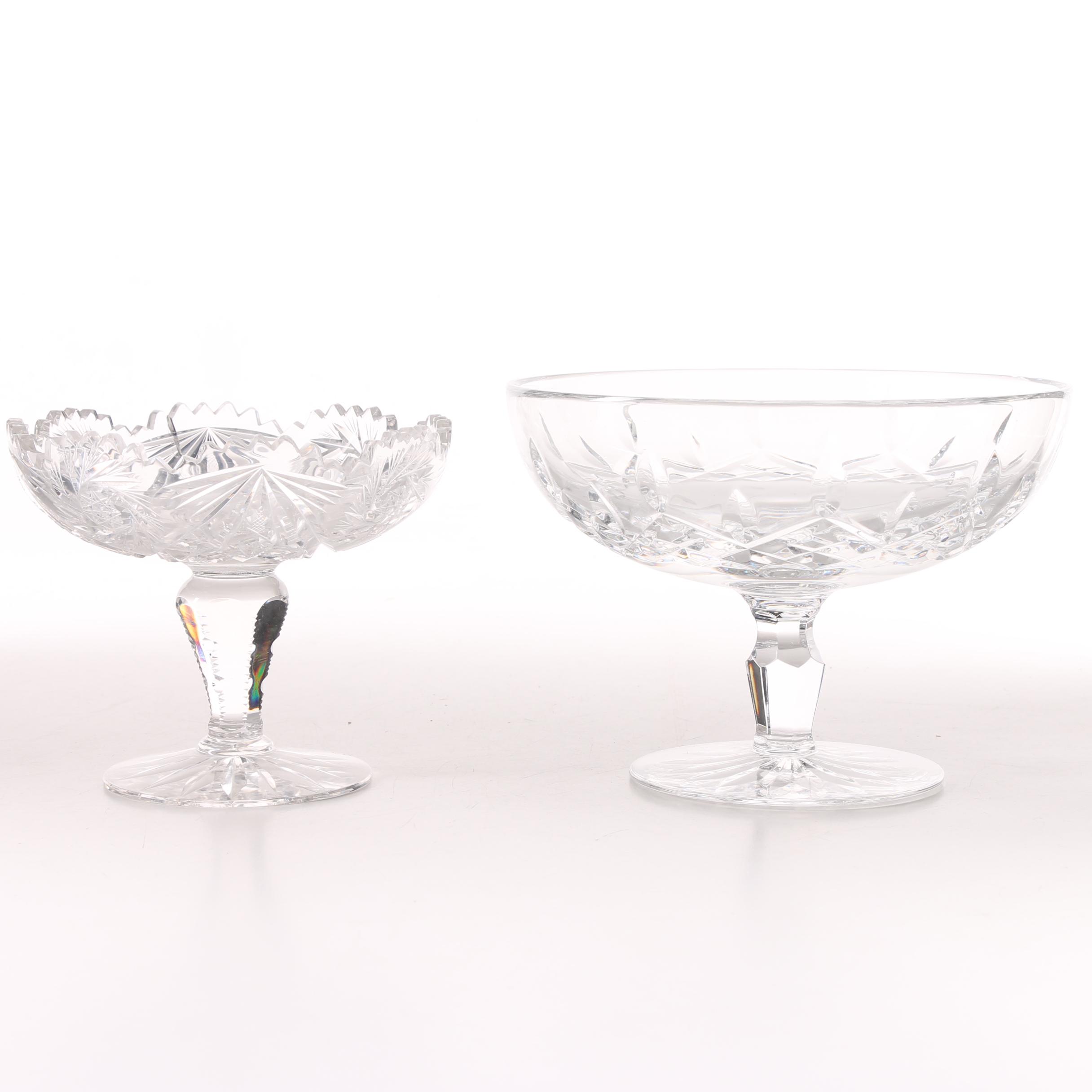 Waterford Crystal and American Brilliant Period Cut Glass Compotes
