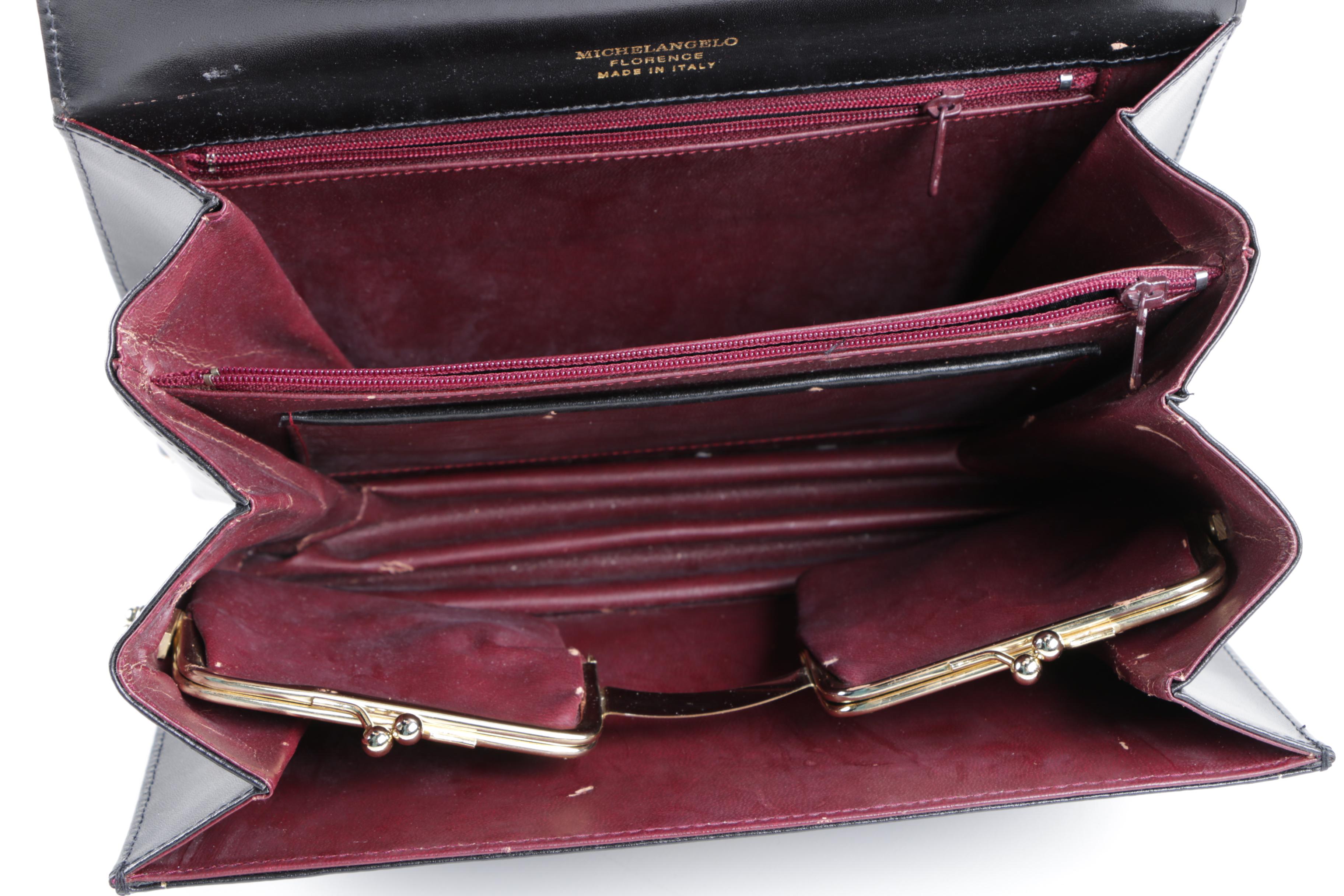 Vintage Michelangelo of Florence Black Leather Handbag