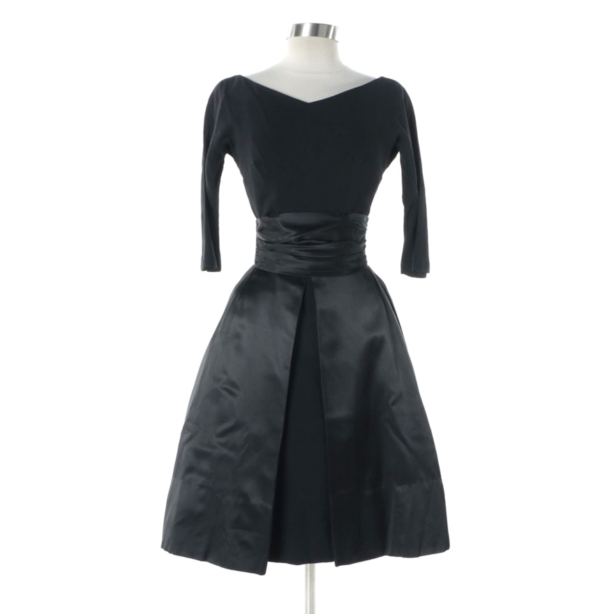 Early 1960s Vintage Gigi Young Black Dress with Petal Skirt