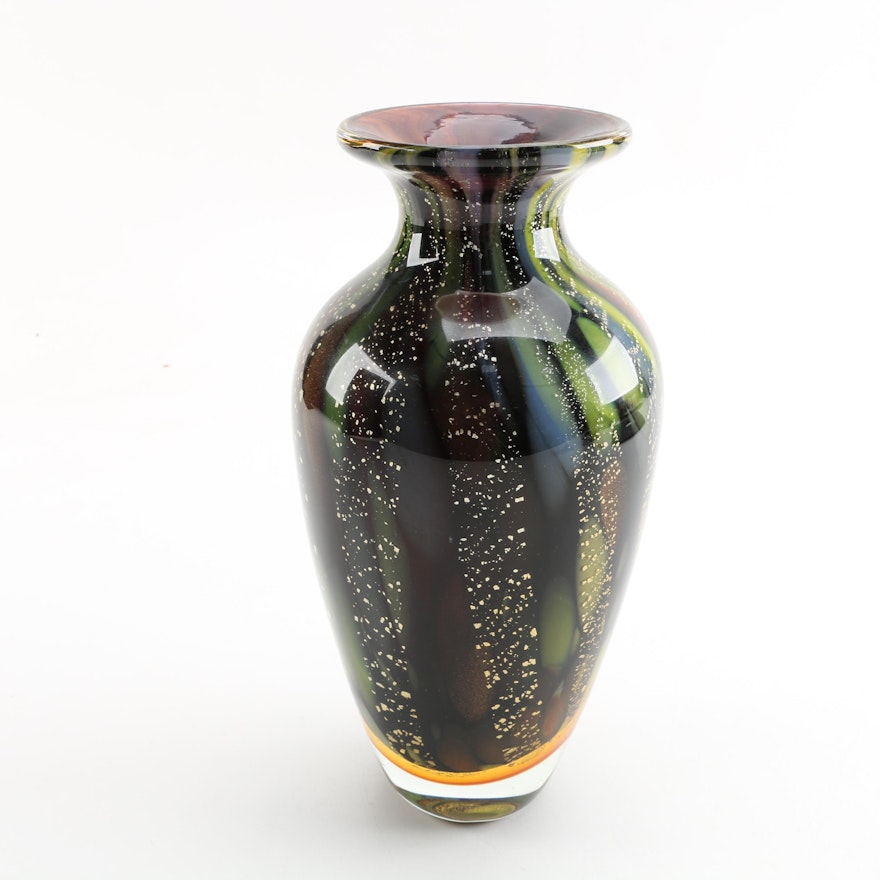 Badash Aventurine Swirl Art Glass Vase