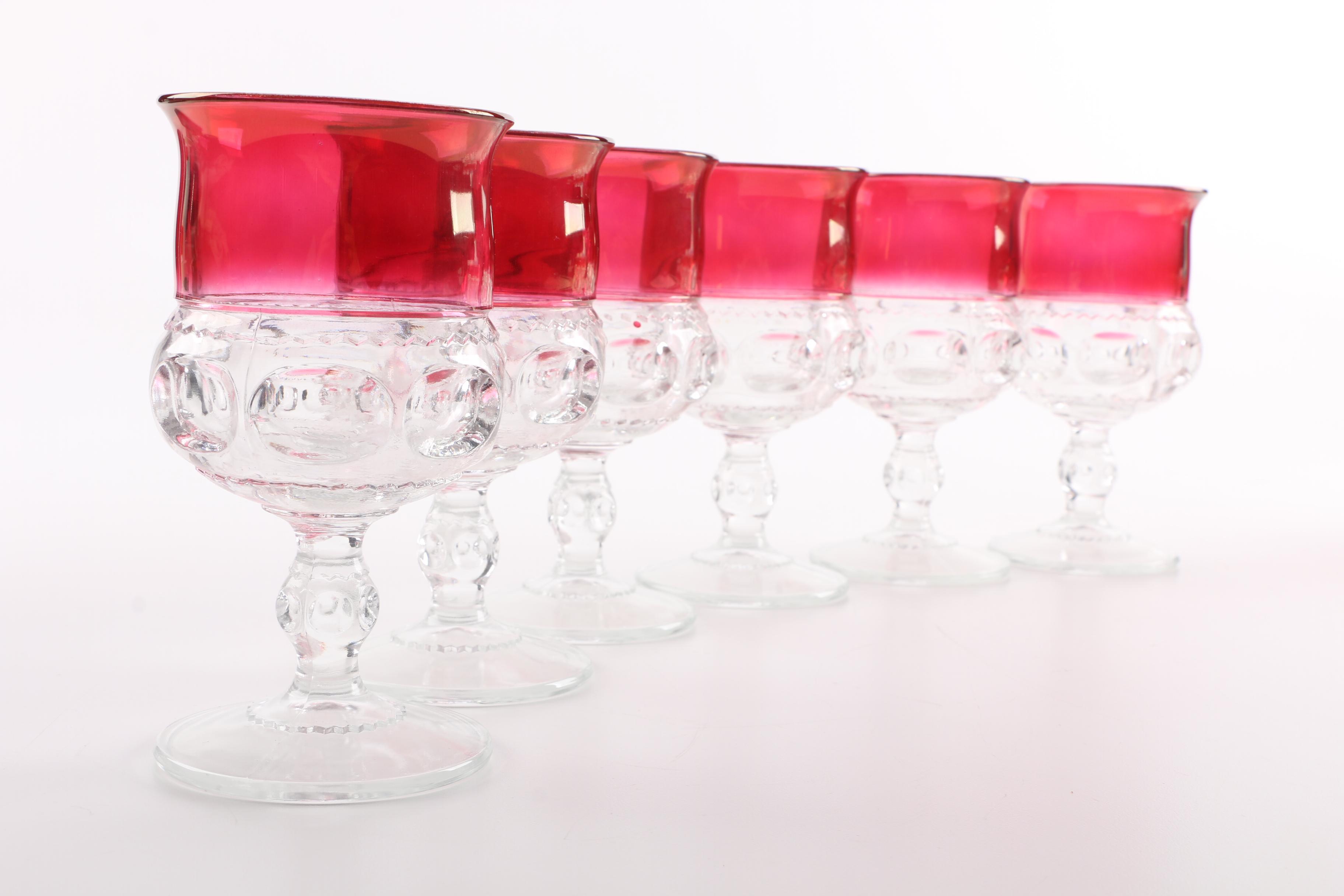 Tiffin-Franciscan King's Crown Stemware and Anchor Hocking "Royal Ruby" Tumblers