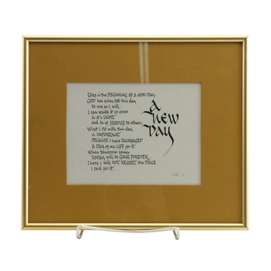 Framed Caligraphy "A New Day" Quote