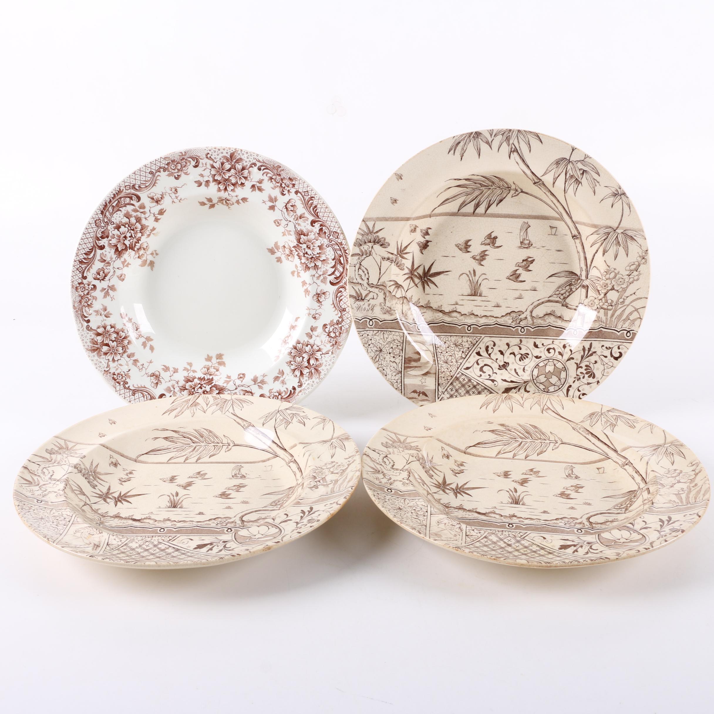 Antique English Transferware Bowls with Gildea and Walker "Melbourne"