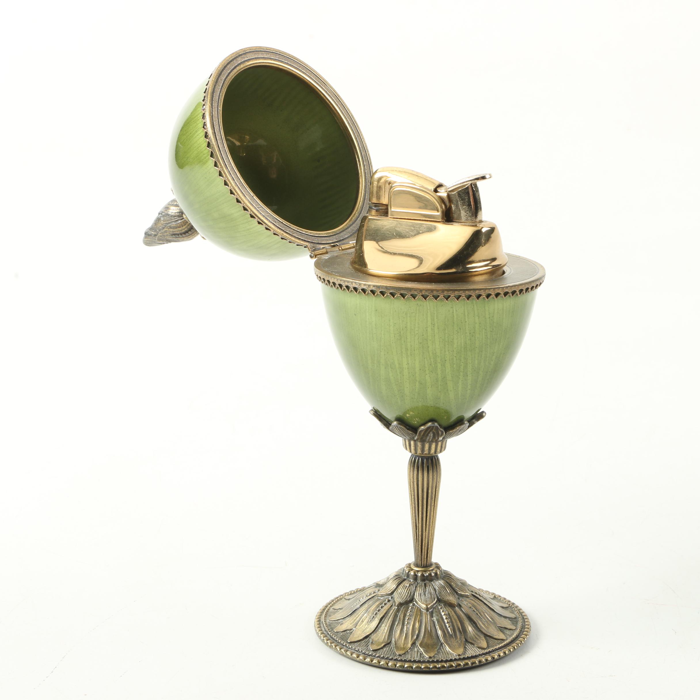 Evans Green Enameled Egg Table Lighter