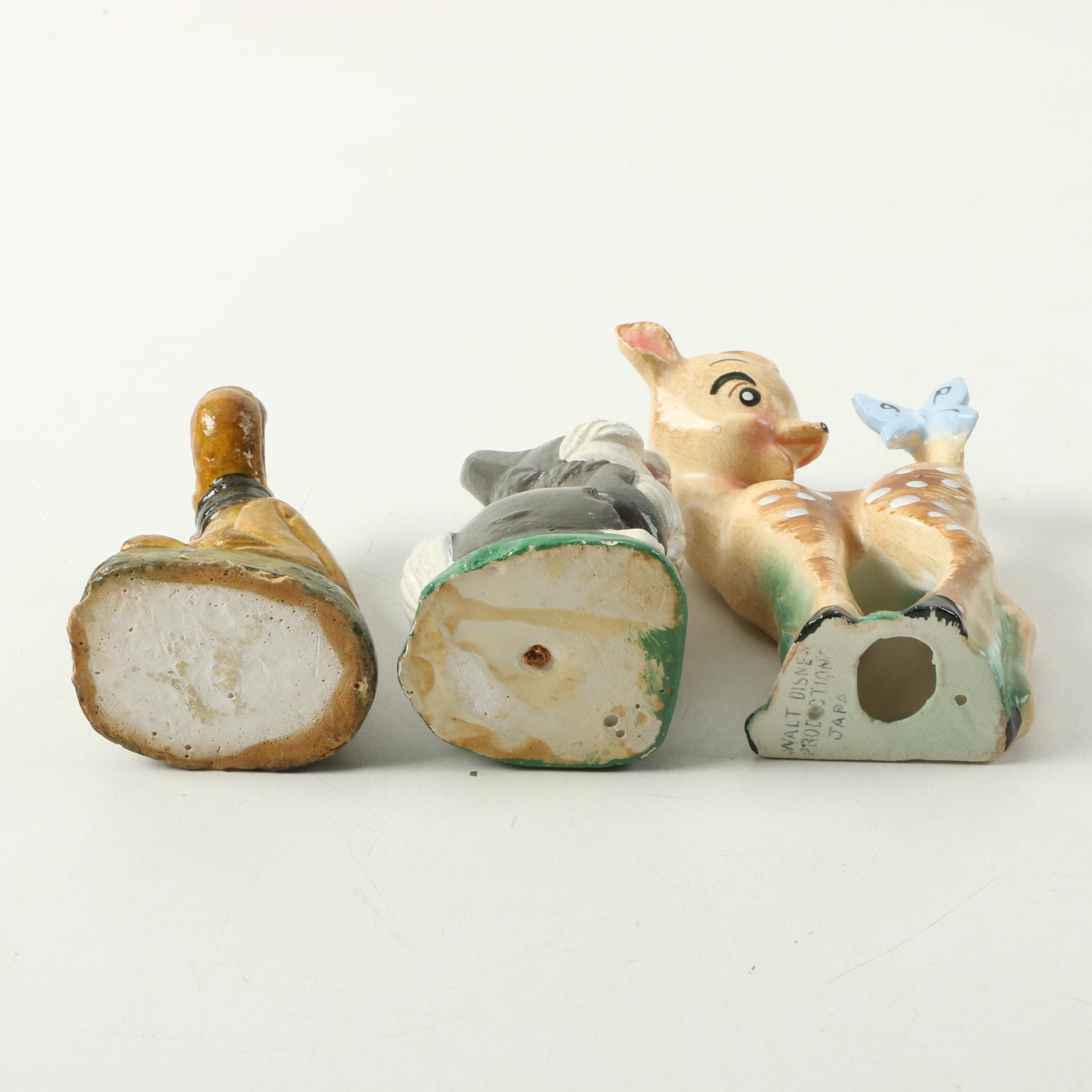 Ceramic Disney Figurines "Bambi" "Thumper" and "Pluto"