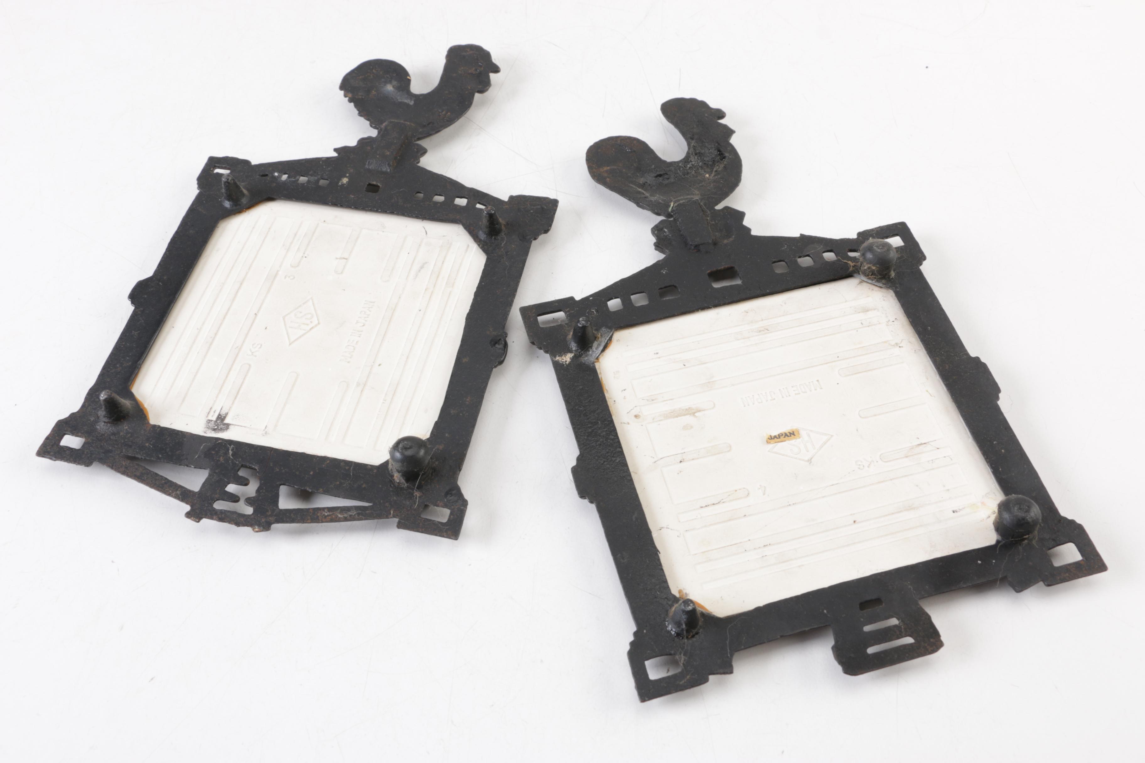 Vintage Westmoreland Milk Glass Rooster Candy Dish with Trivets