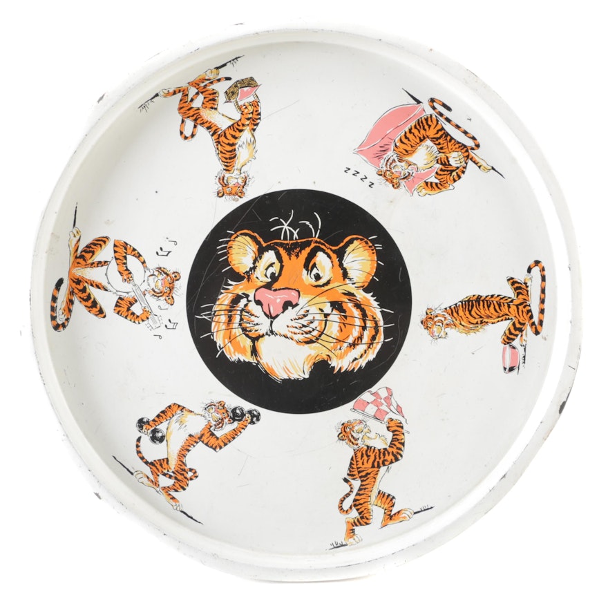 Vintage Esso Tiger Mascot Metal Tray