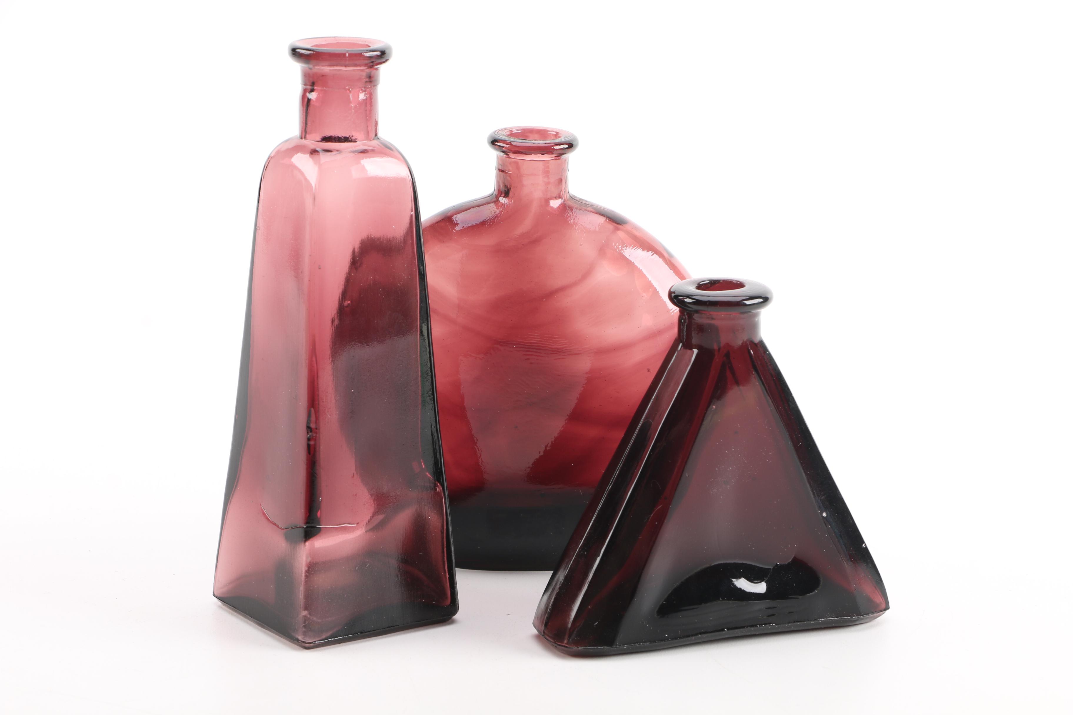 Colorful Glass Tableware Including Jeannette "Crackle Marigold" Candy Dishes