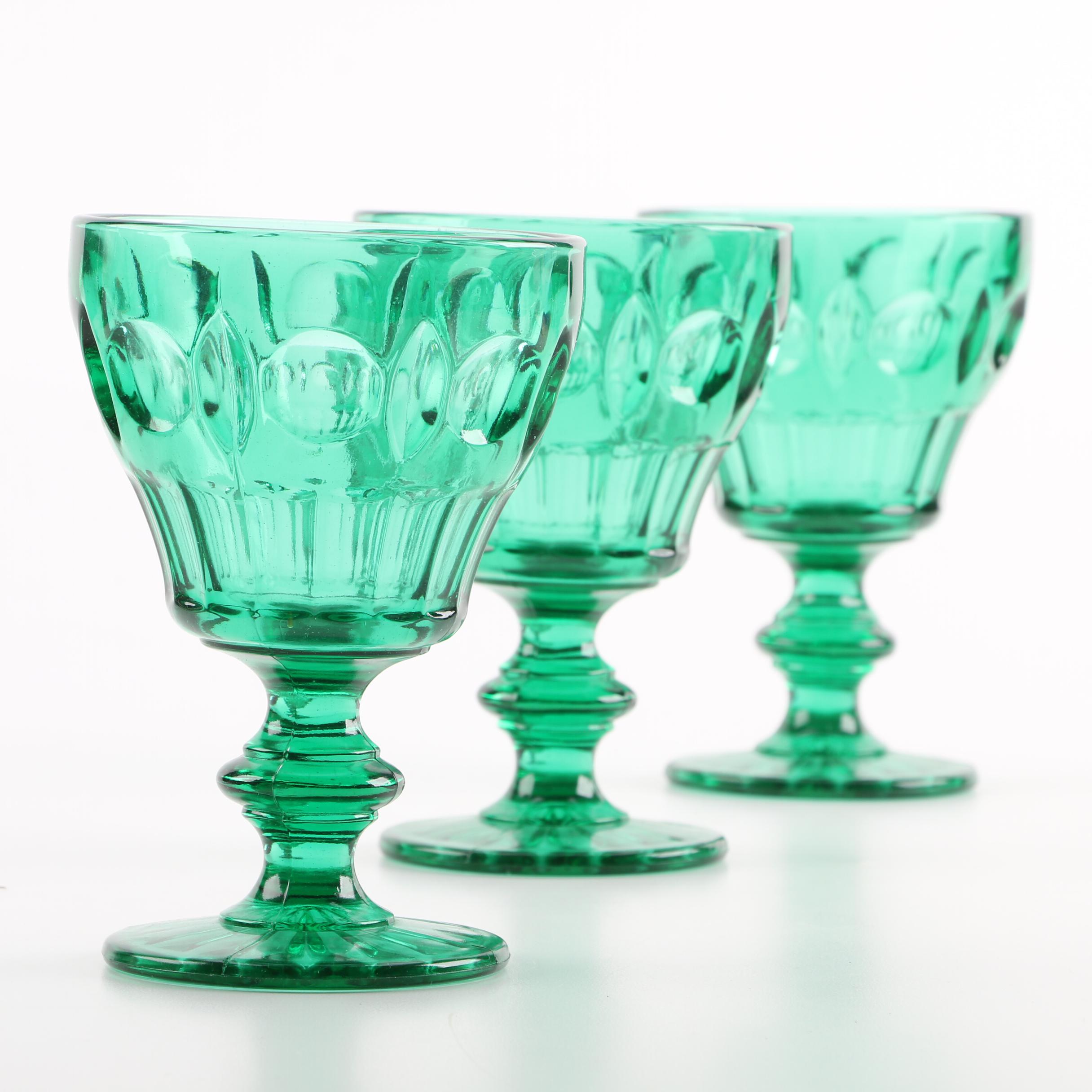 Colorful Glass Tableware Including Jeannette "Crackle Marigold" Candy Dishes