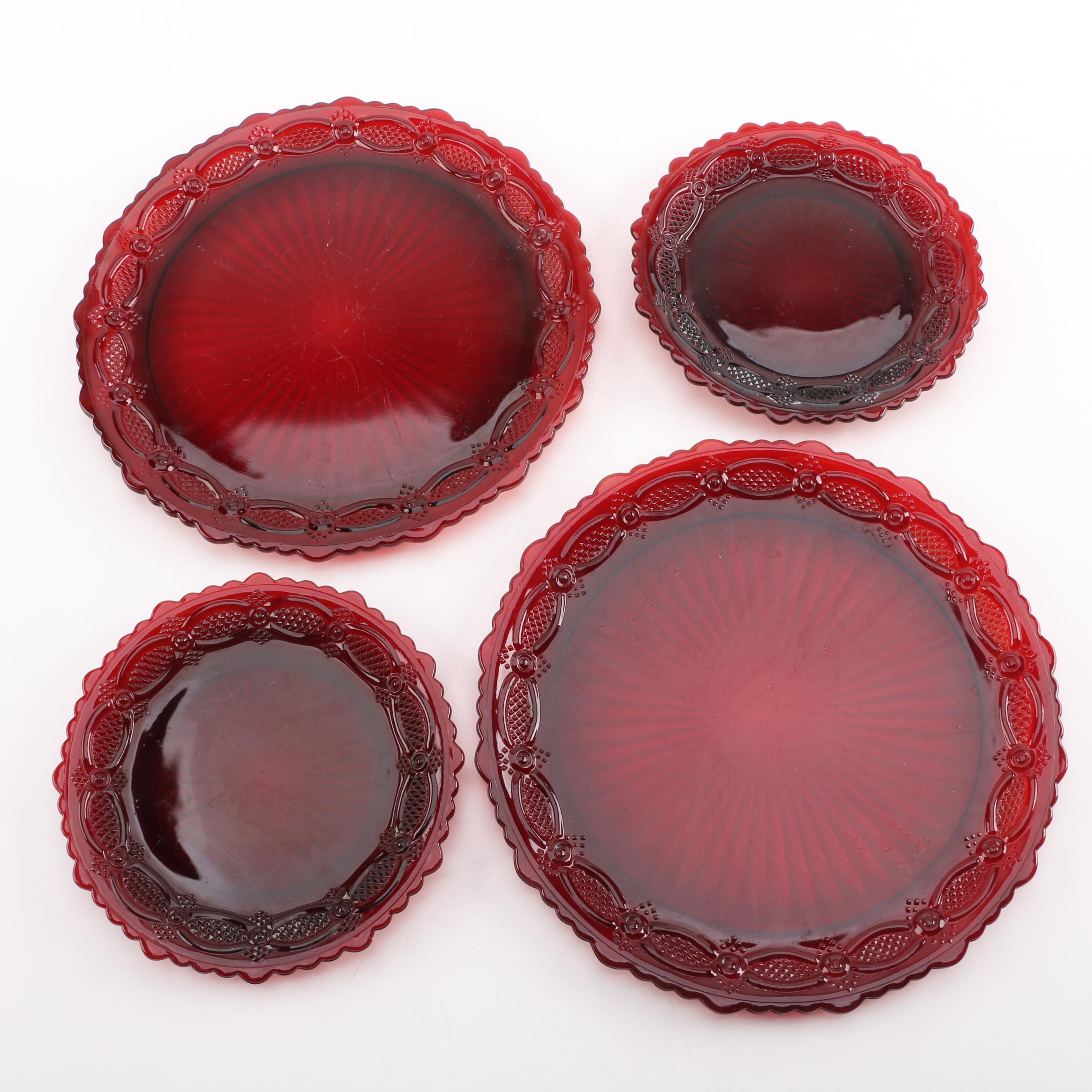 Colorful Glass Tableware Including Jeannette "Crackle Marigold" Candy Dishes