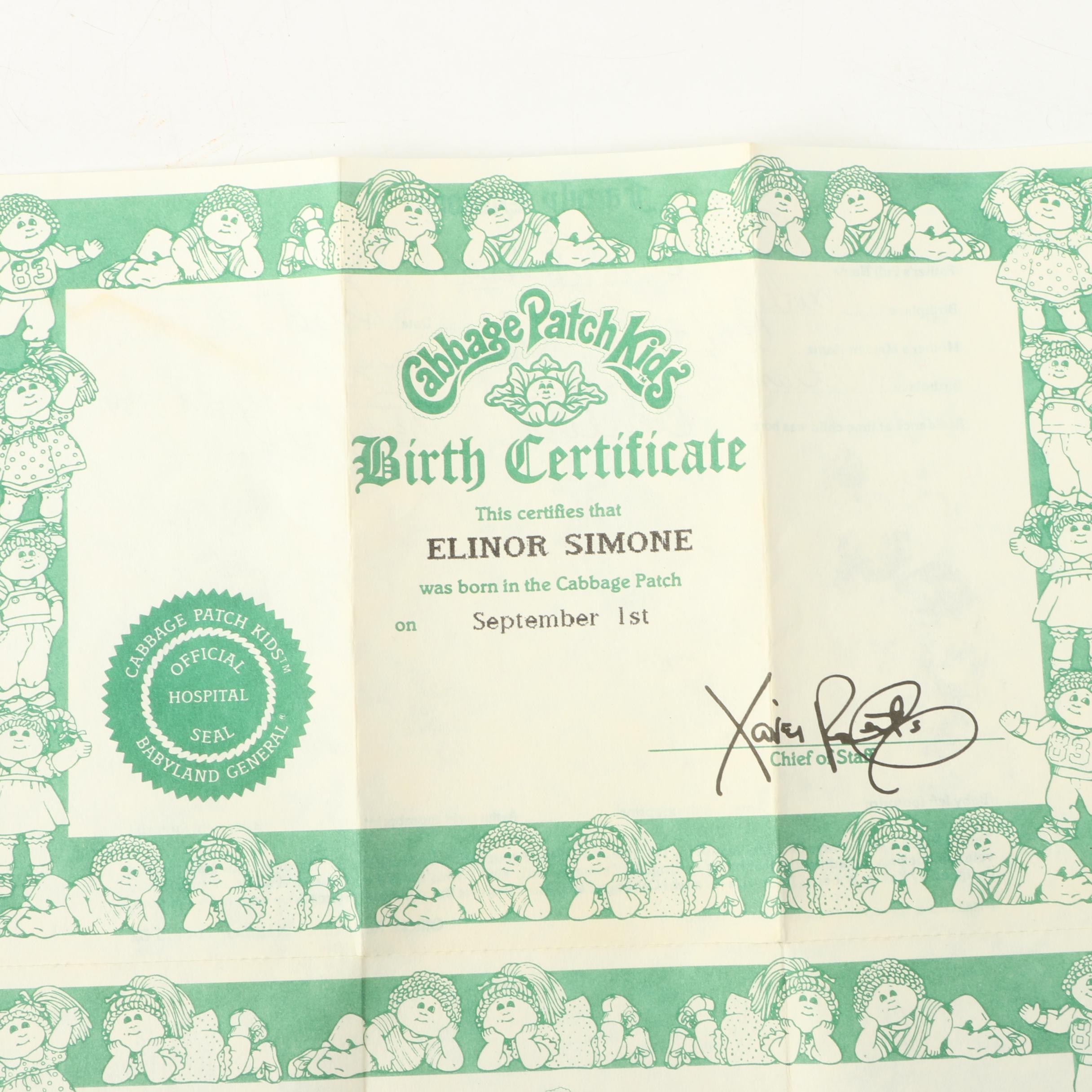 1985 Coleco "Cabbage Patch Kids" Doll with Papers