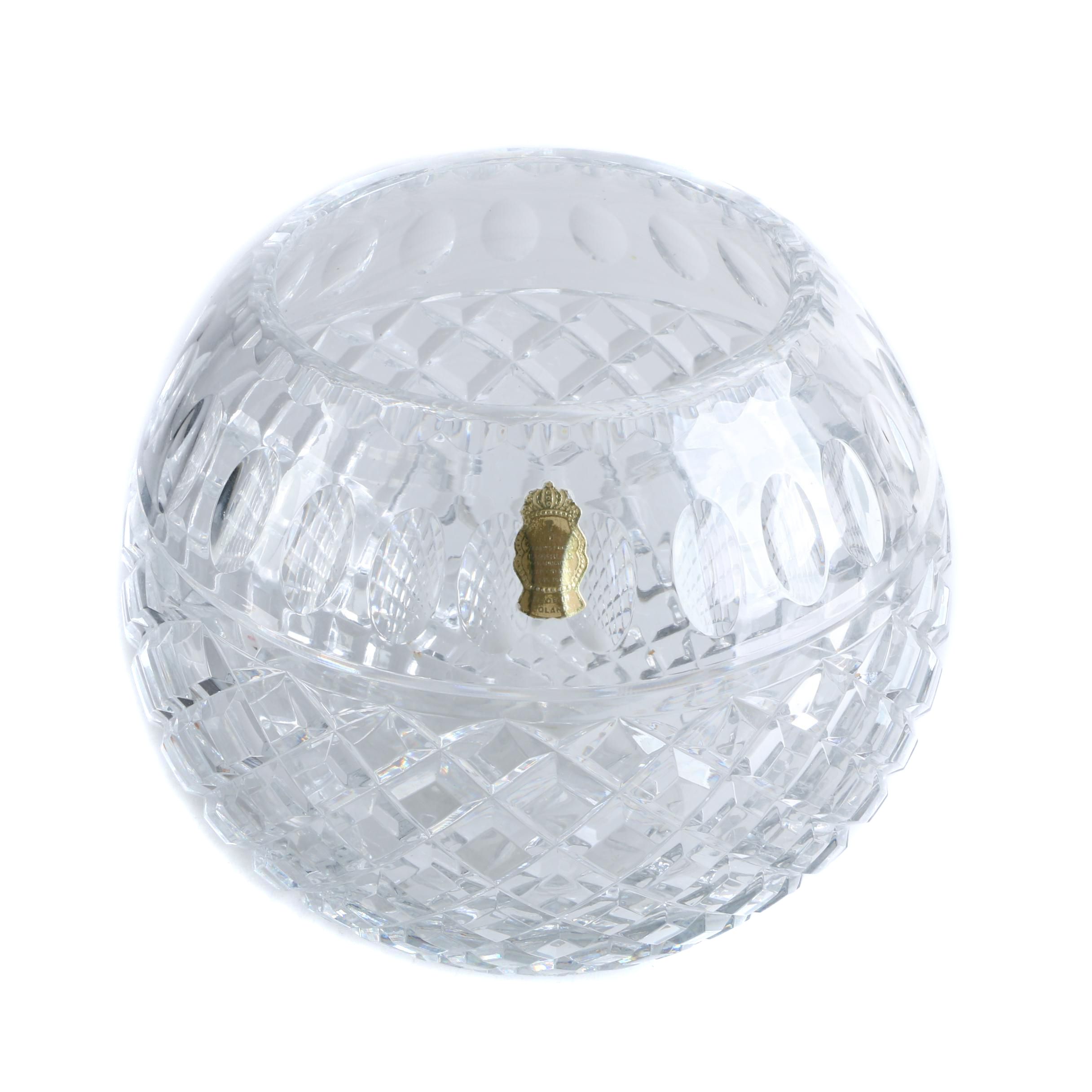 Imperlux Polish Hand-Cut Crystal Rose Bowl