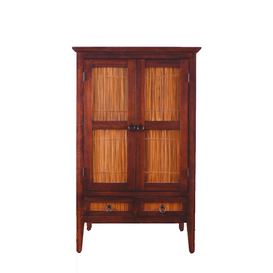 Pier 1 Imports Wood and Reed Panel Cabinet
