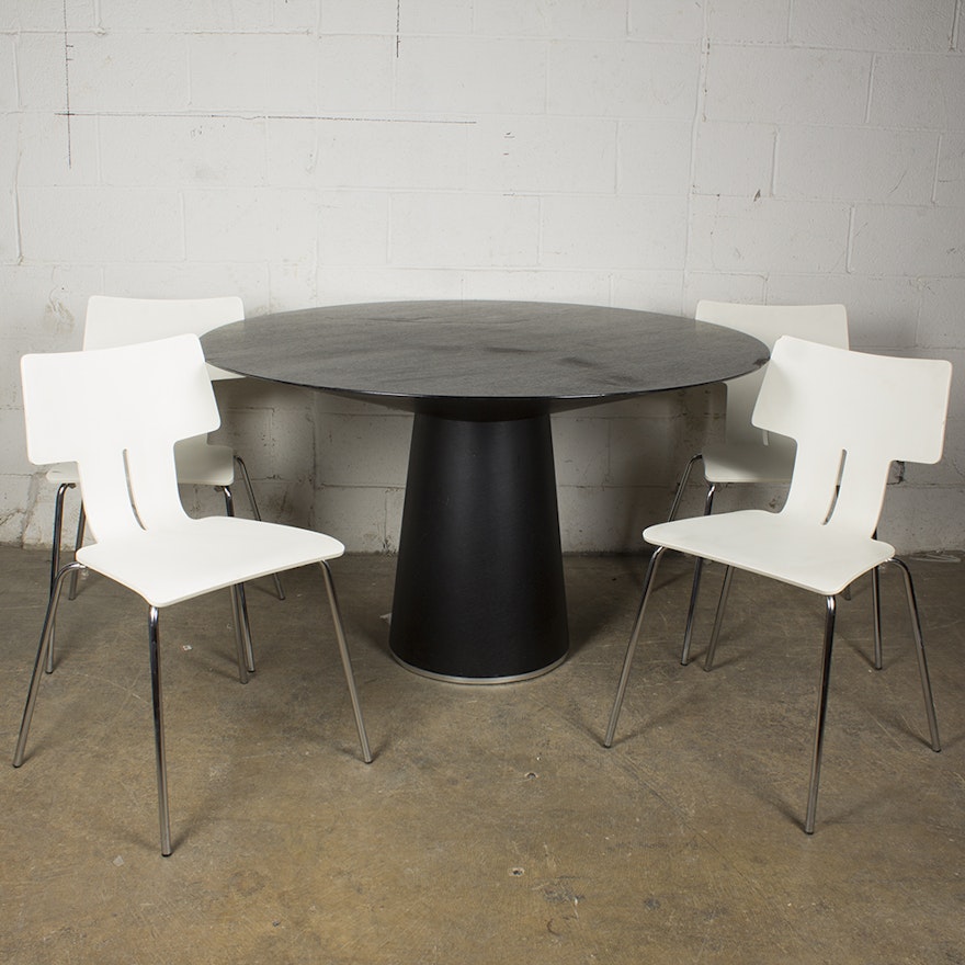 Modernist Black Dining Table and Calligaris Side Chairs