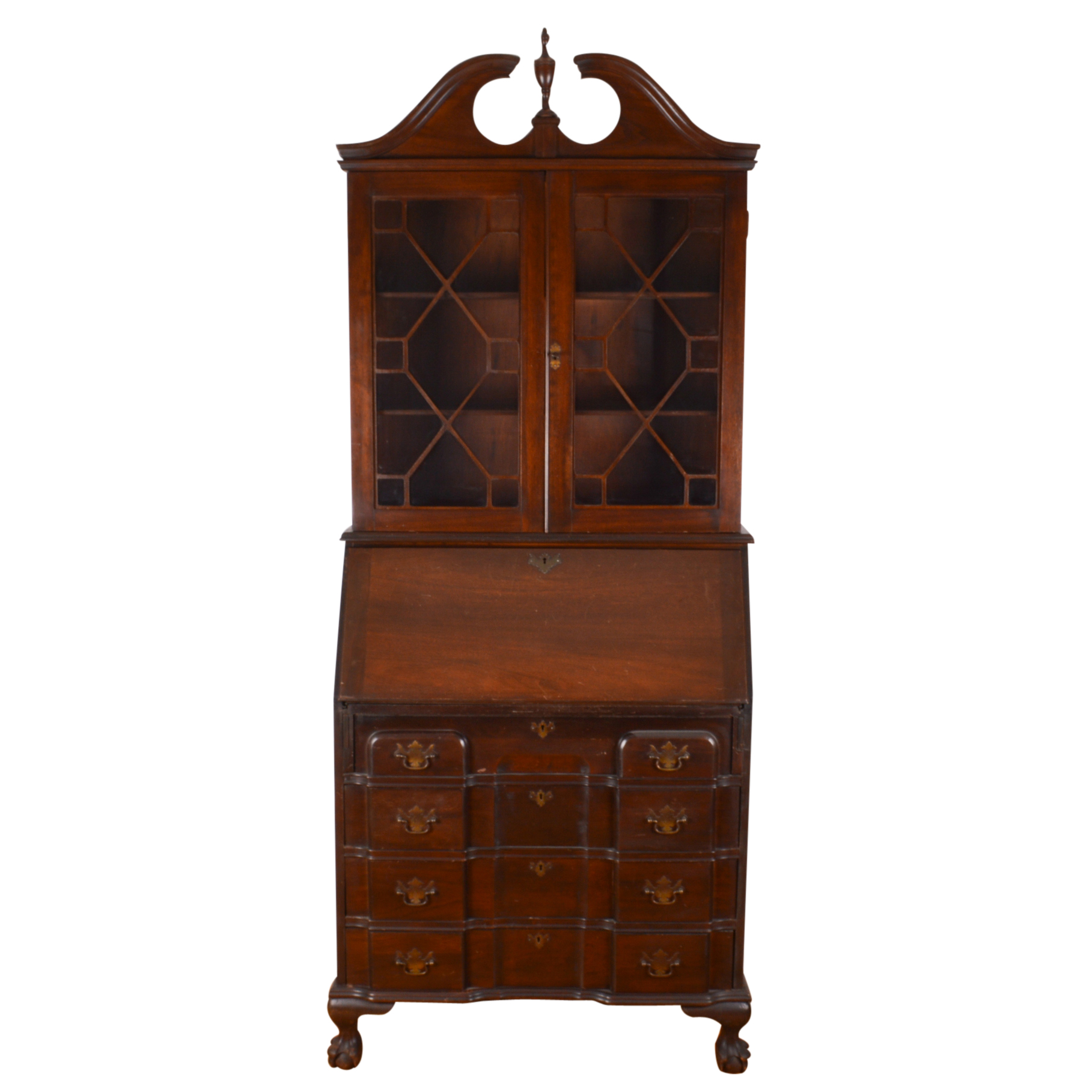 Vintage Chippendale Style Secretary Bookcase