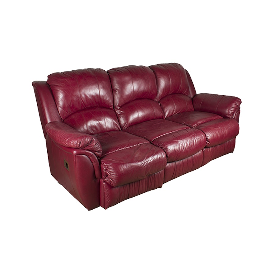 Red Faux Leather Sofa