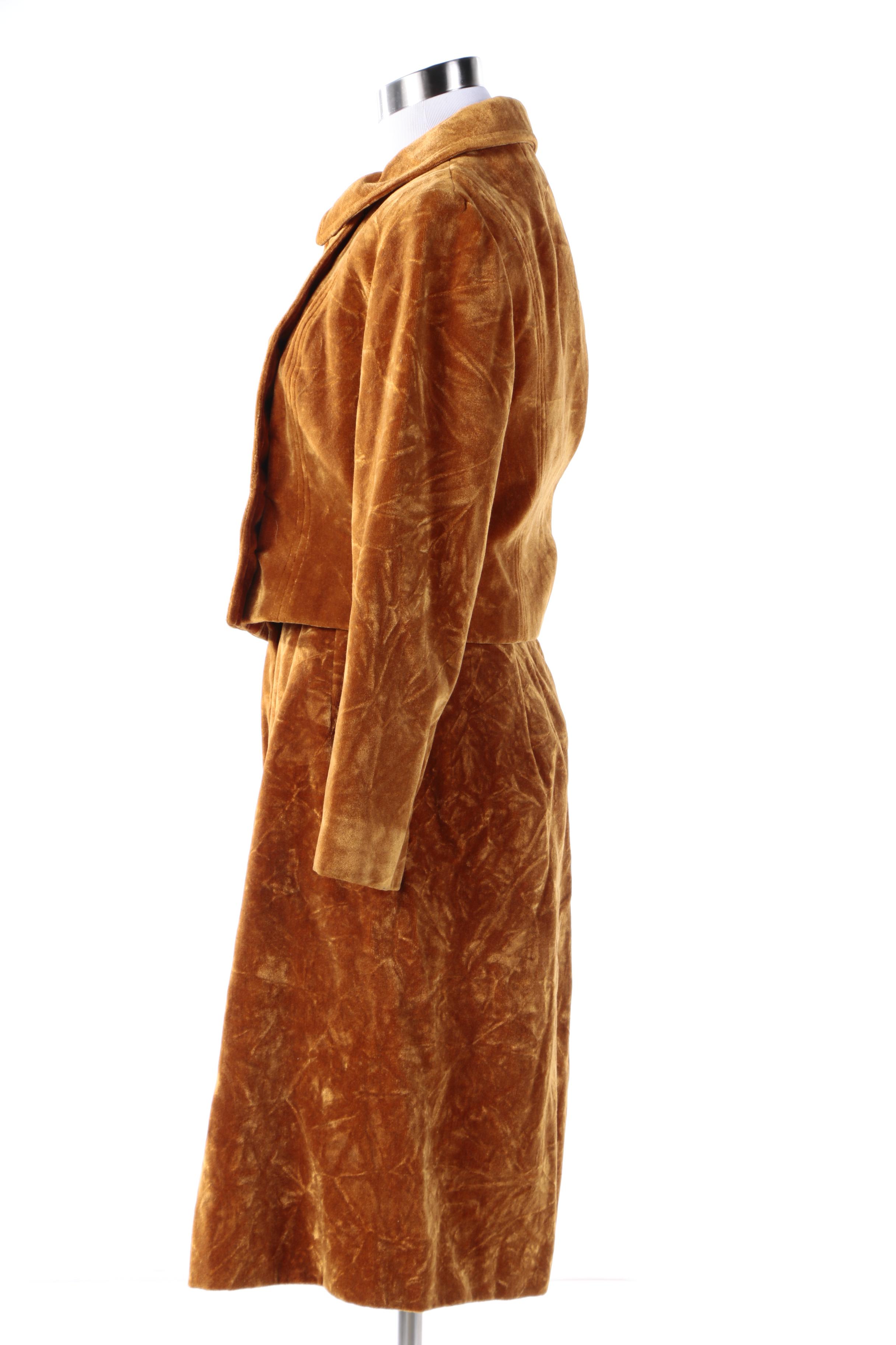 Vintage Ken Merit for Braetan Double-Breasted Velveteen Skirt Suit