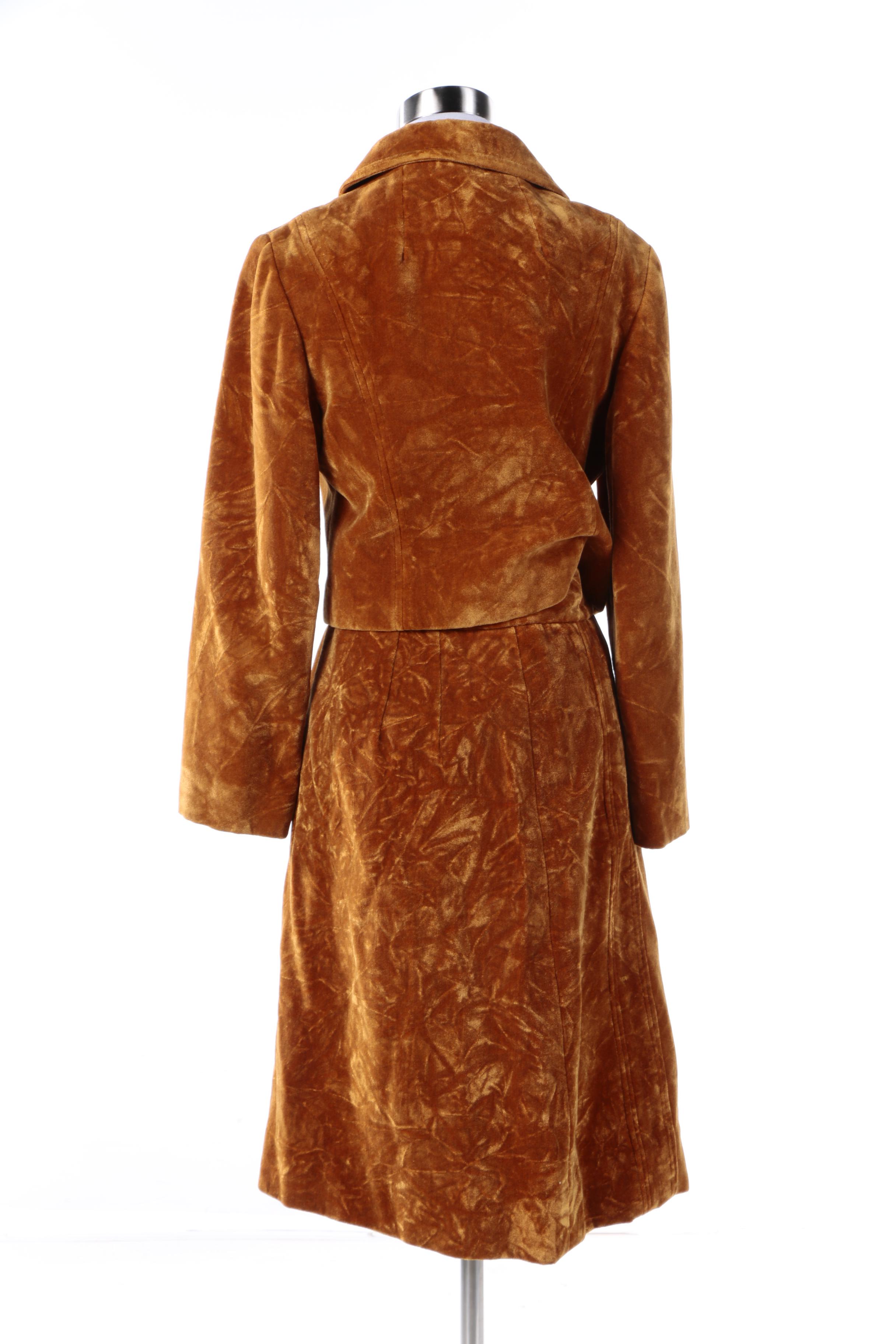 Vintage Ken Merit for Braetan Double-Breasted Velveteen Skirt Suit