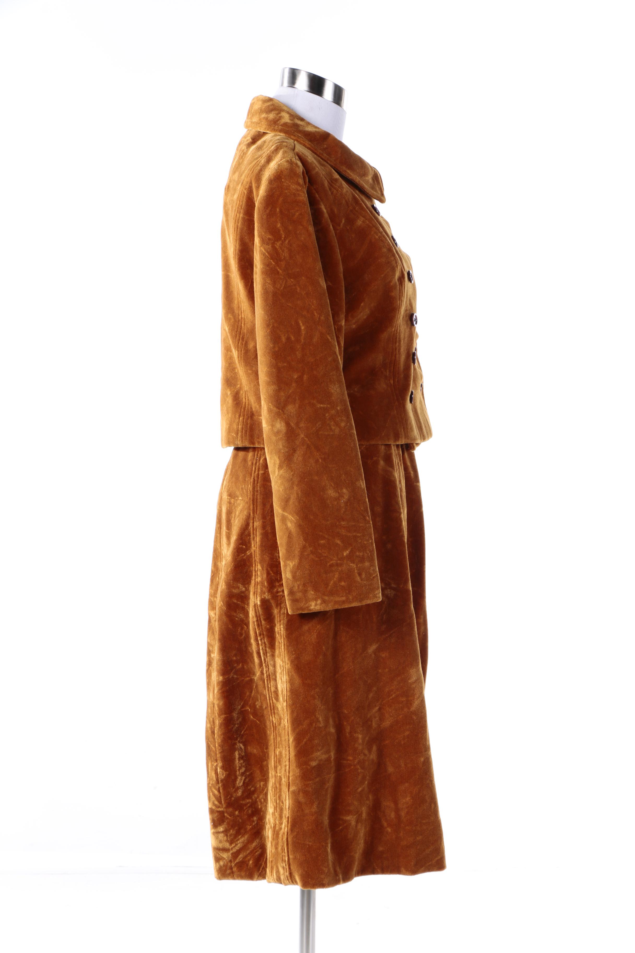 Vintage Ken Merit for Braetan Double-Breasted Velveteen Skirt Suit