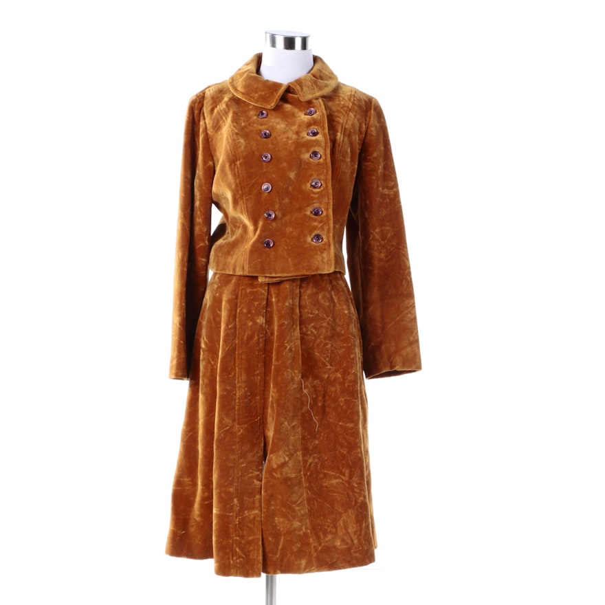 Vintage Ken Merit for Braetan Double-Breasted Velveteen Skirt Suit