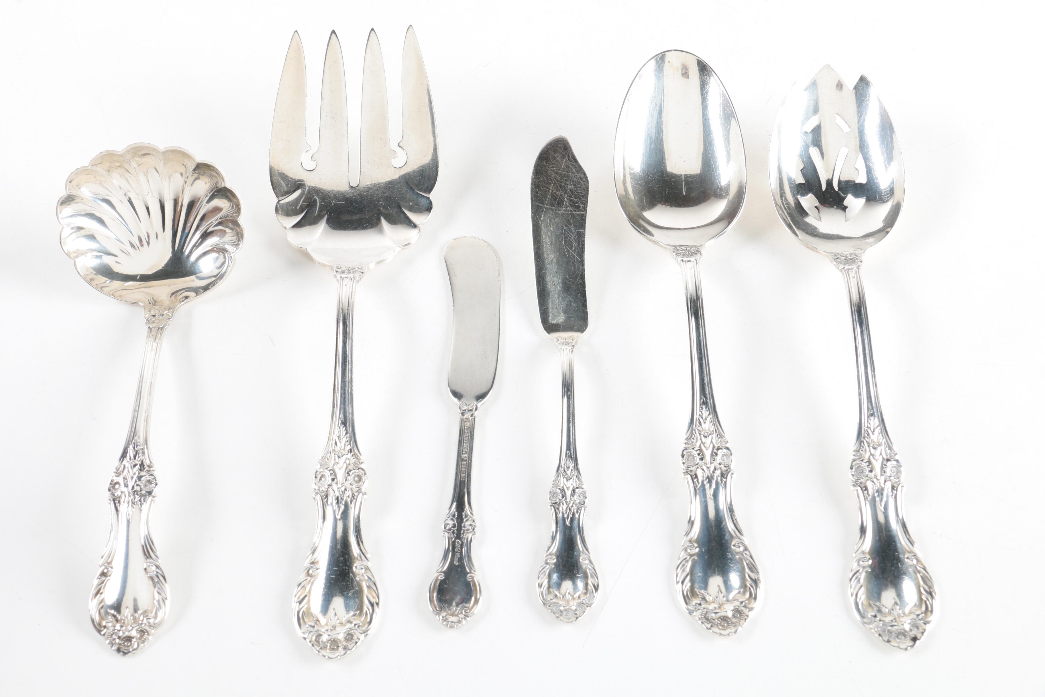 International Silver Co. "Wild Rose" Sterling Silver Flatware Set