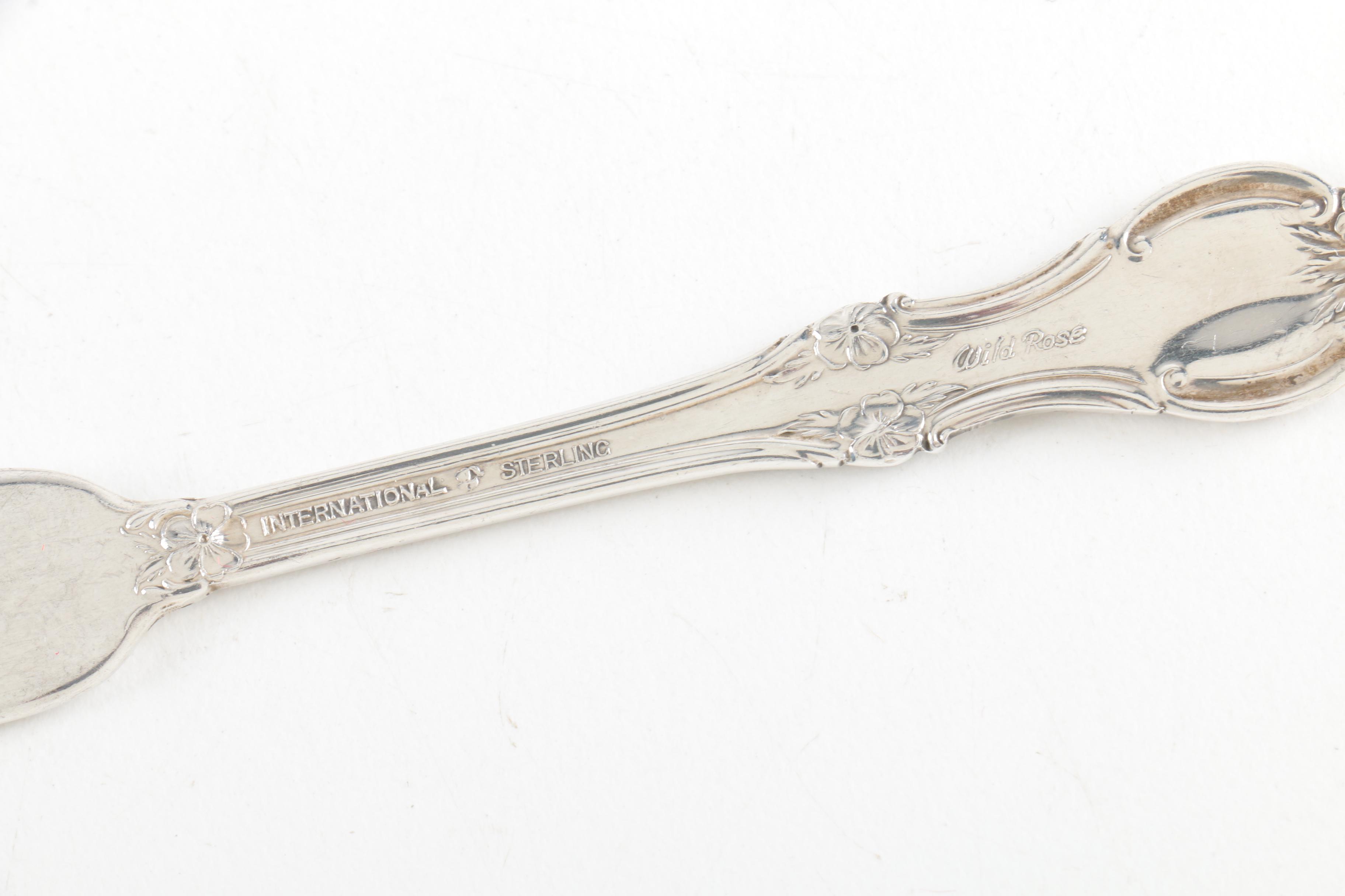International Silver Co. "Wild Rose" Sterling Silver Flatware Set