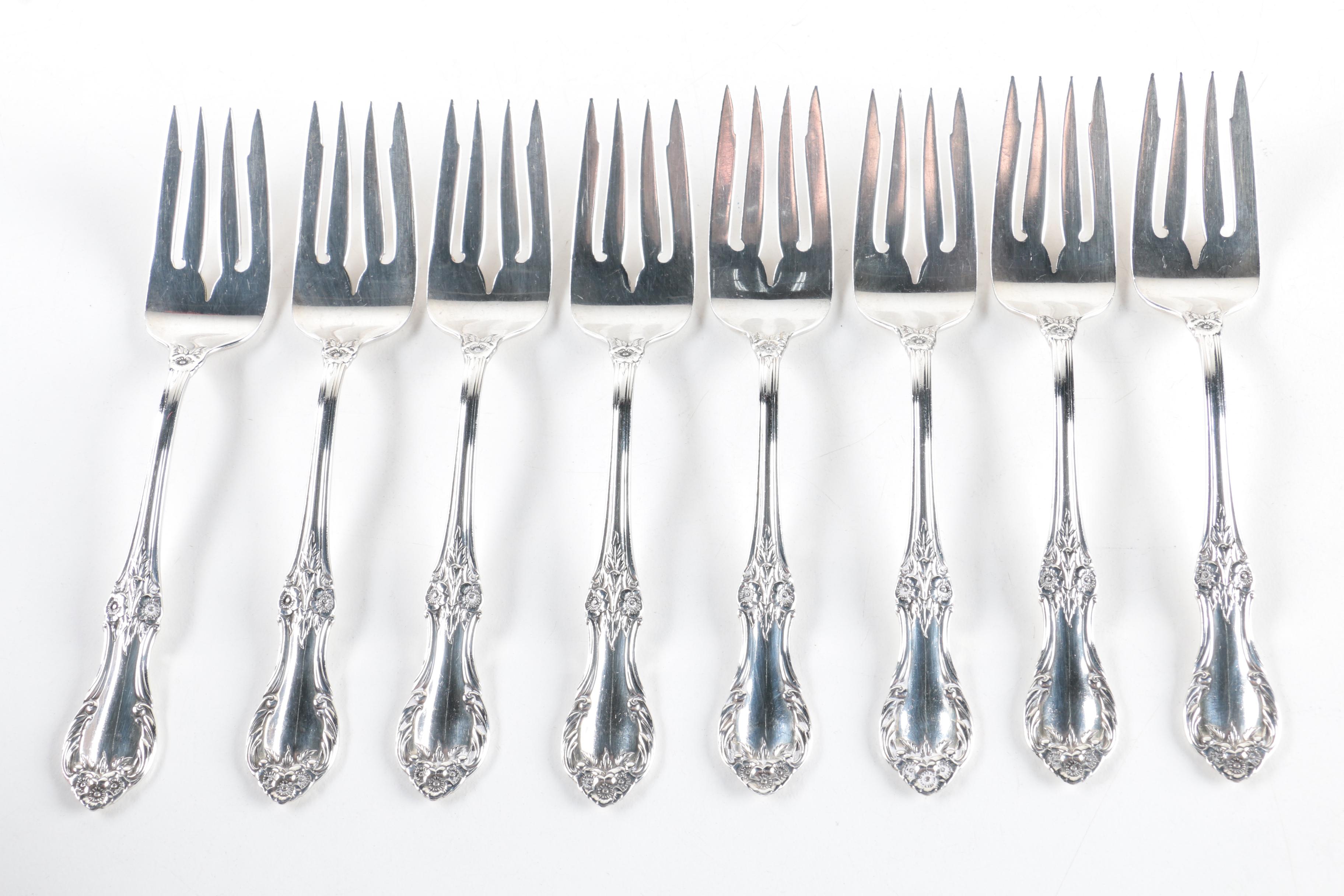International Silver Co. "Wild Rose" Sterling Silver Flatware Set