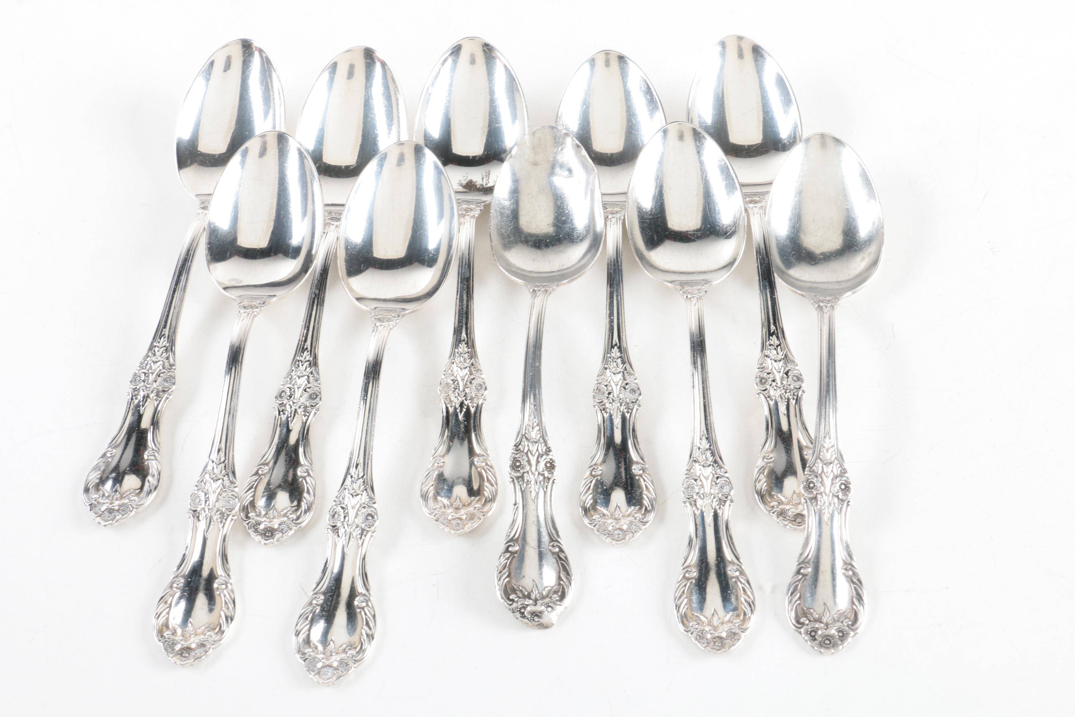 International Silver Co. "Wild Rose" Sterling Silver Flatware Set