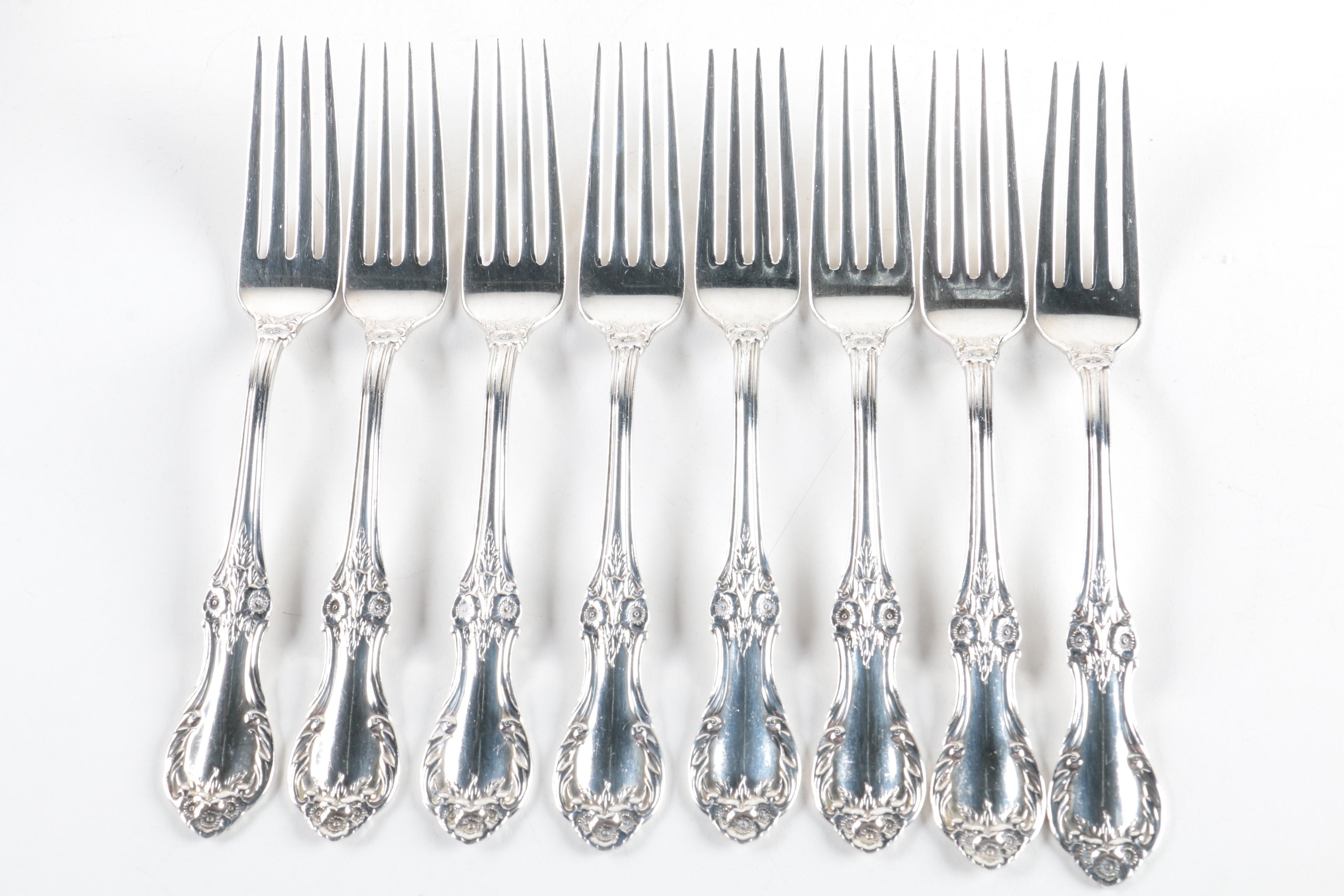 International Silver Co. "Wild Rose" Sterling Silver Flatware Set