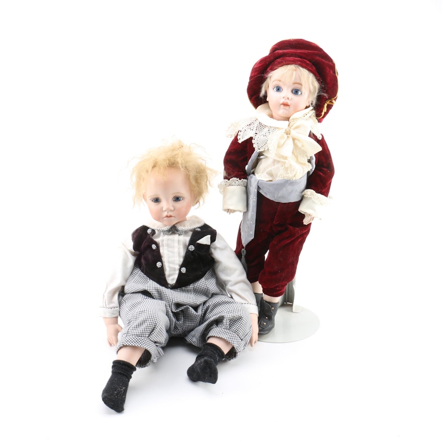 Vintage Bru Jne Replica and Dianna Effner Porcelain Dolls