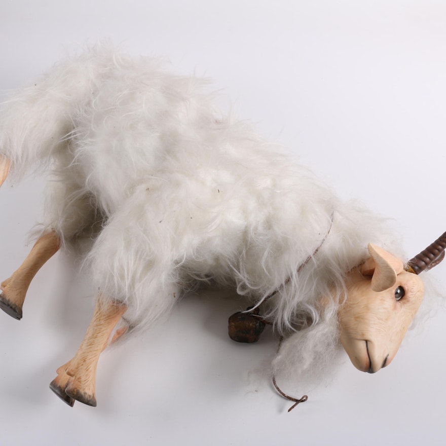 Resin and Faux Fur Toy Goat