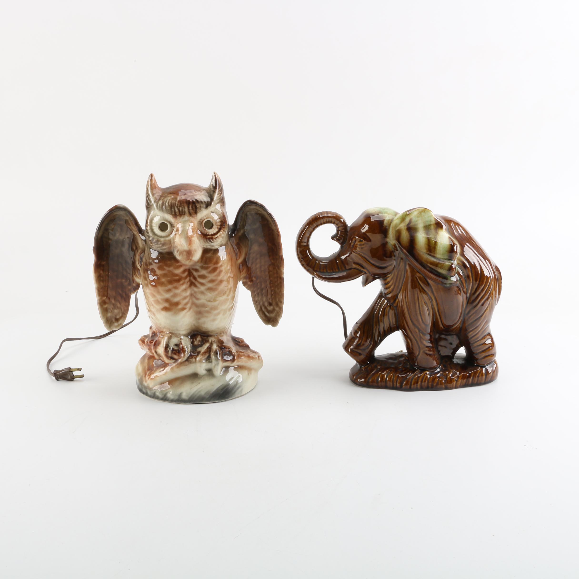 Vintage Ceramic Animal TV Lamps by Texans, Inc. of Bangs, Texas