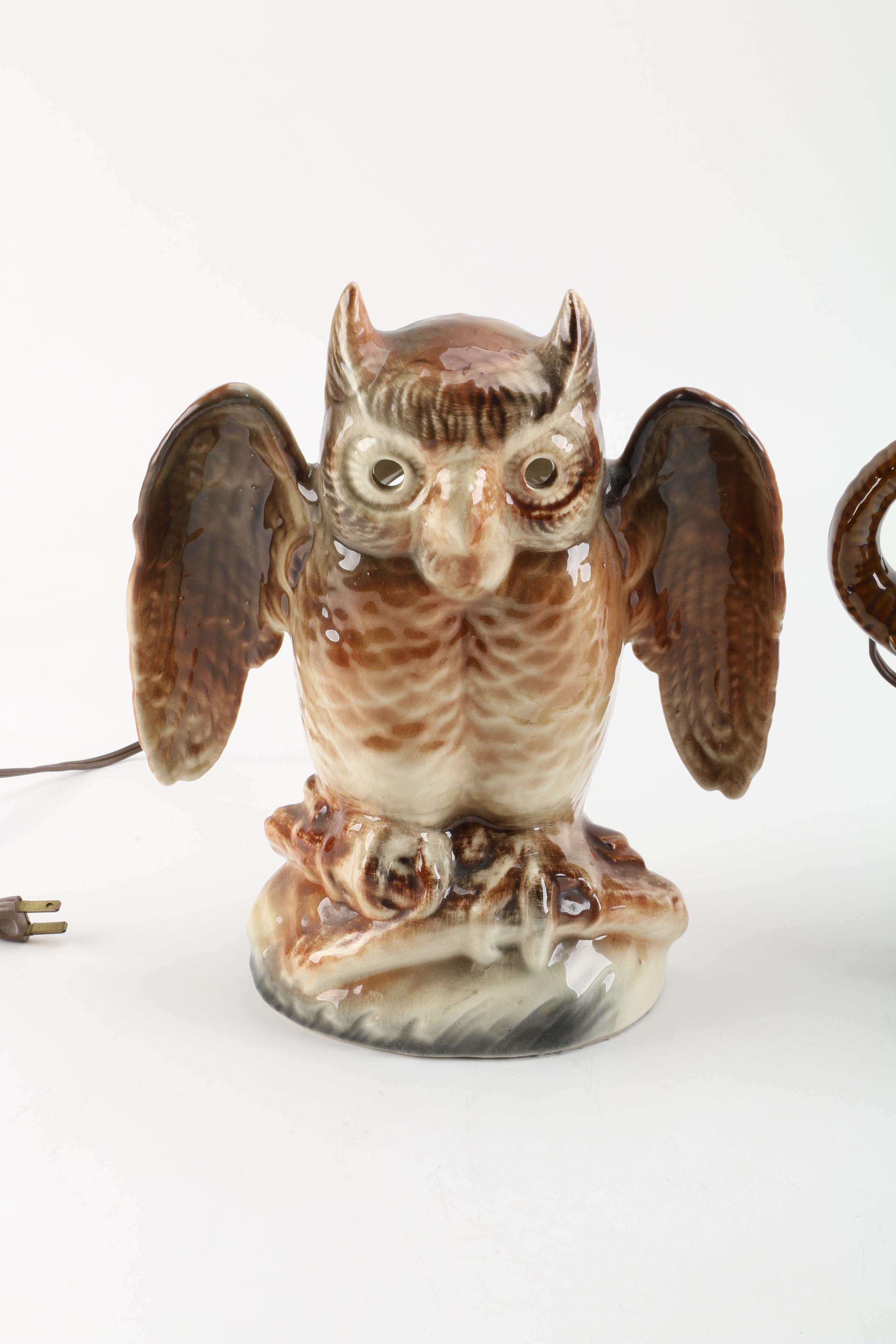 Vintage Ceramic Animal TV Lamps by Texans, Inc. of Bangs, Texas