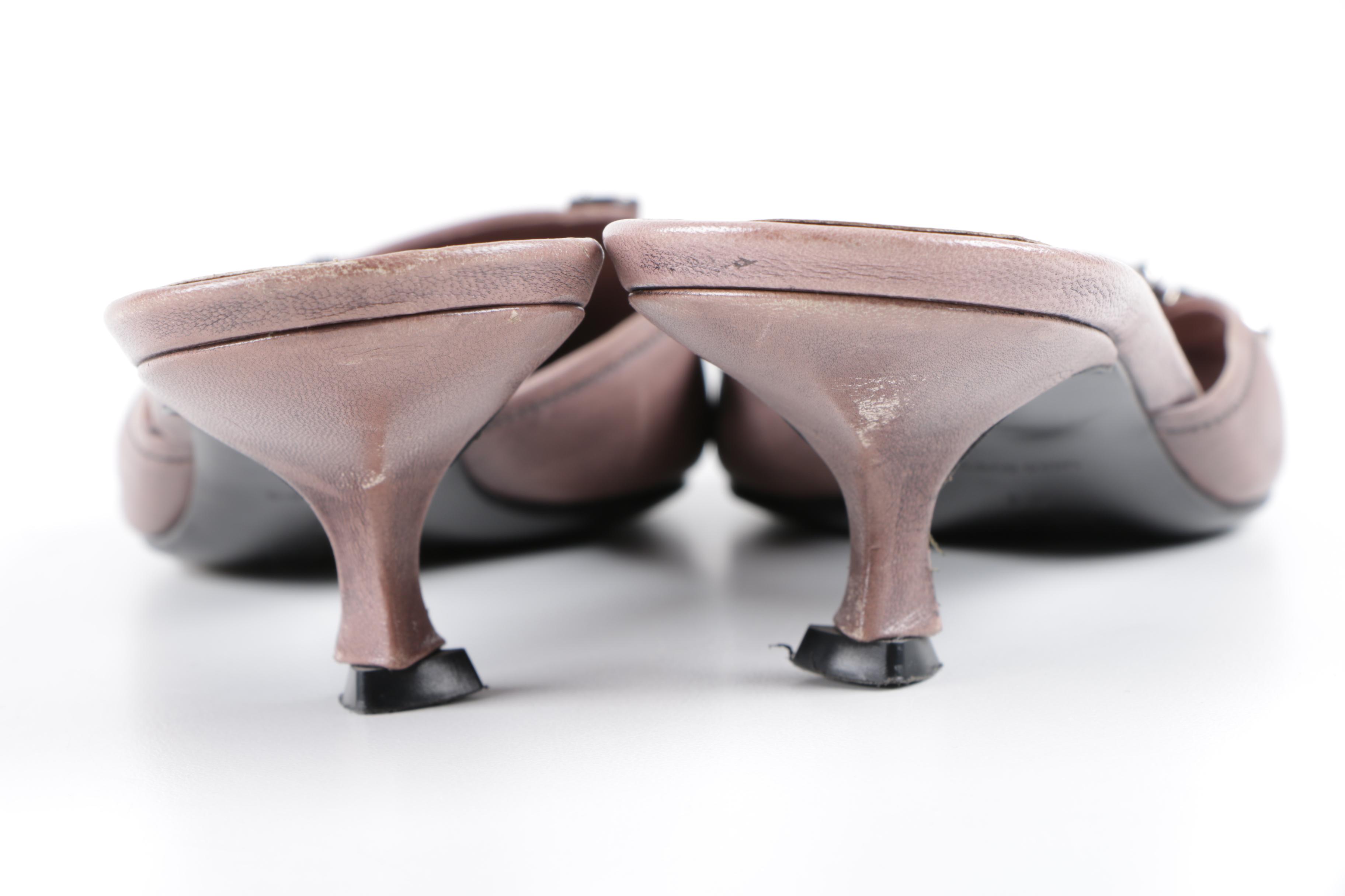 Women's Prada Mauve Kitten Heel Mules