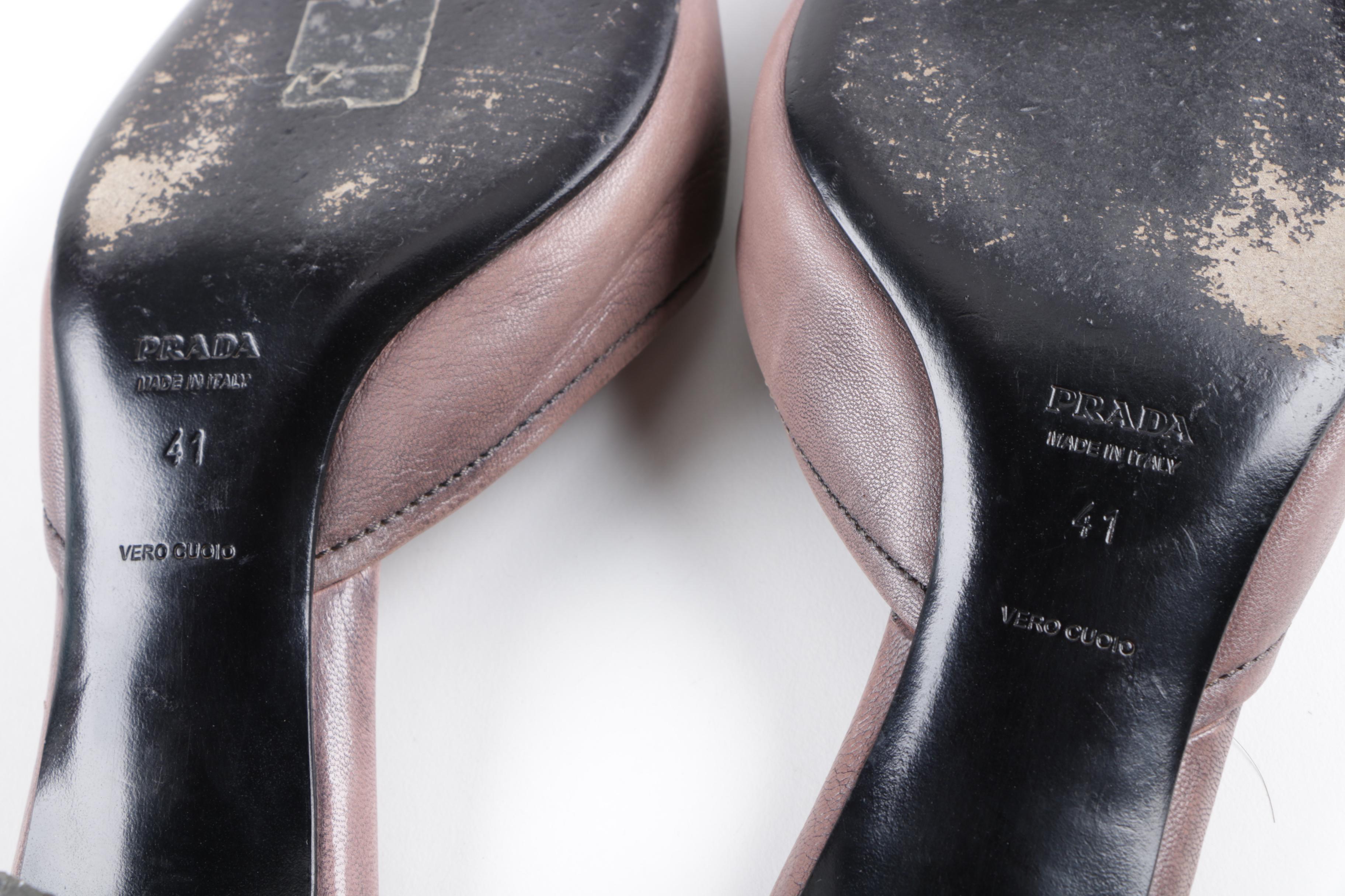 Women's Prada Mauve Kitten Heel Mules