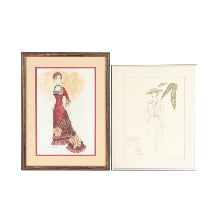 Two Lewis D. Rampino Costume Design Drawings