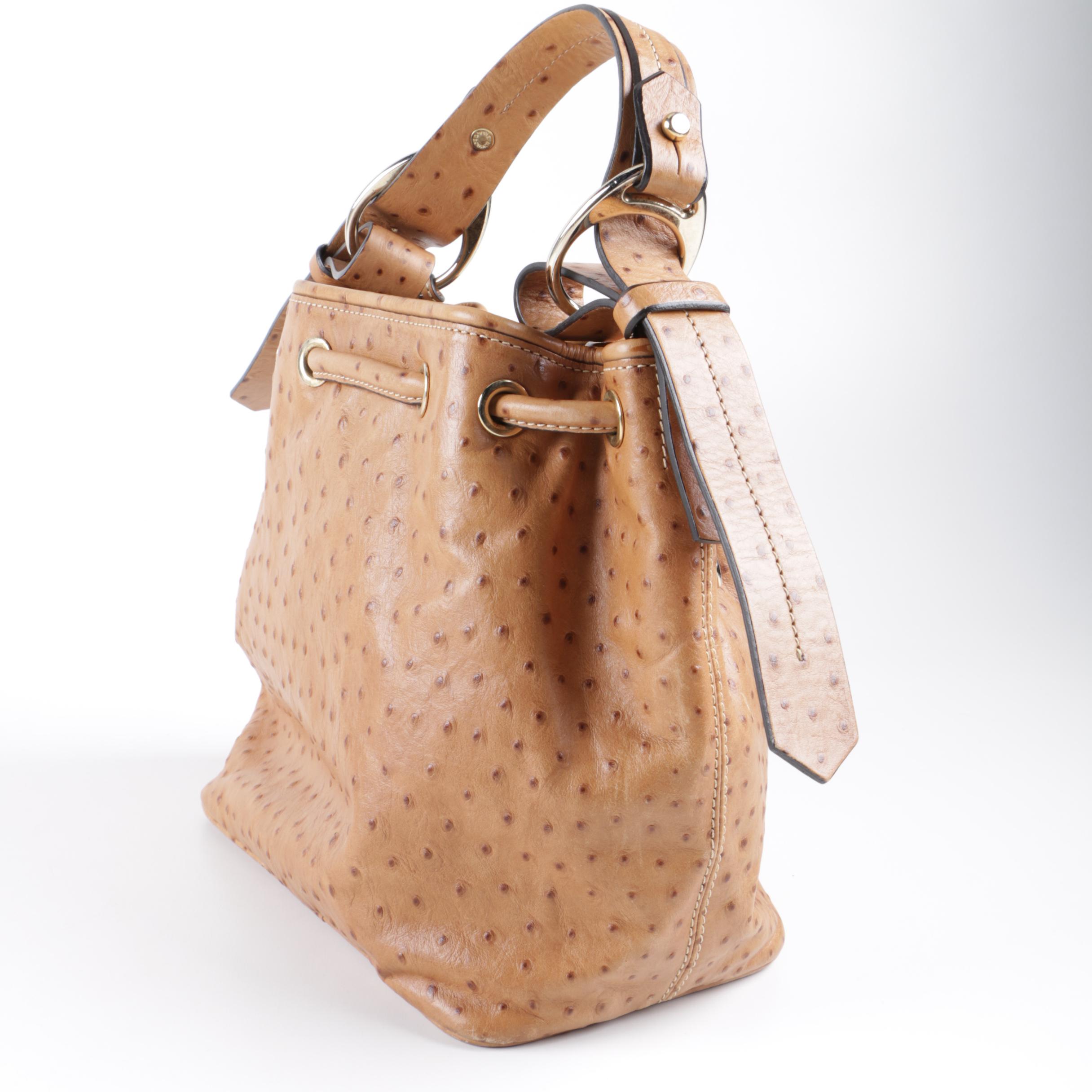 Dooney & Bourke Ostrich Embossed Leather Bucket Bag