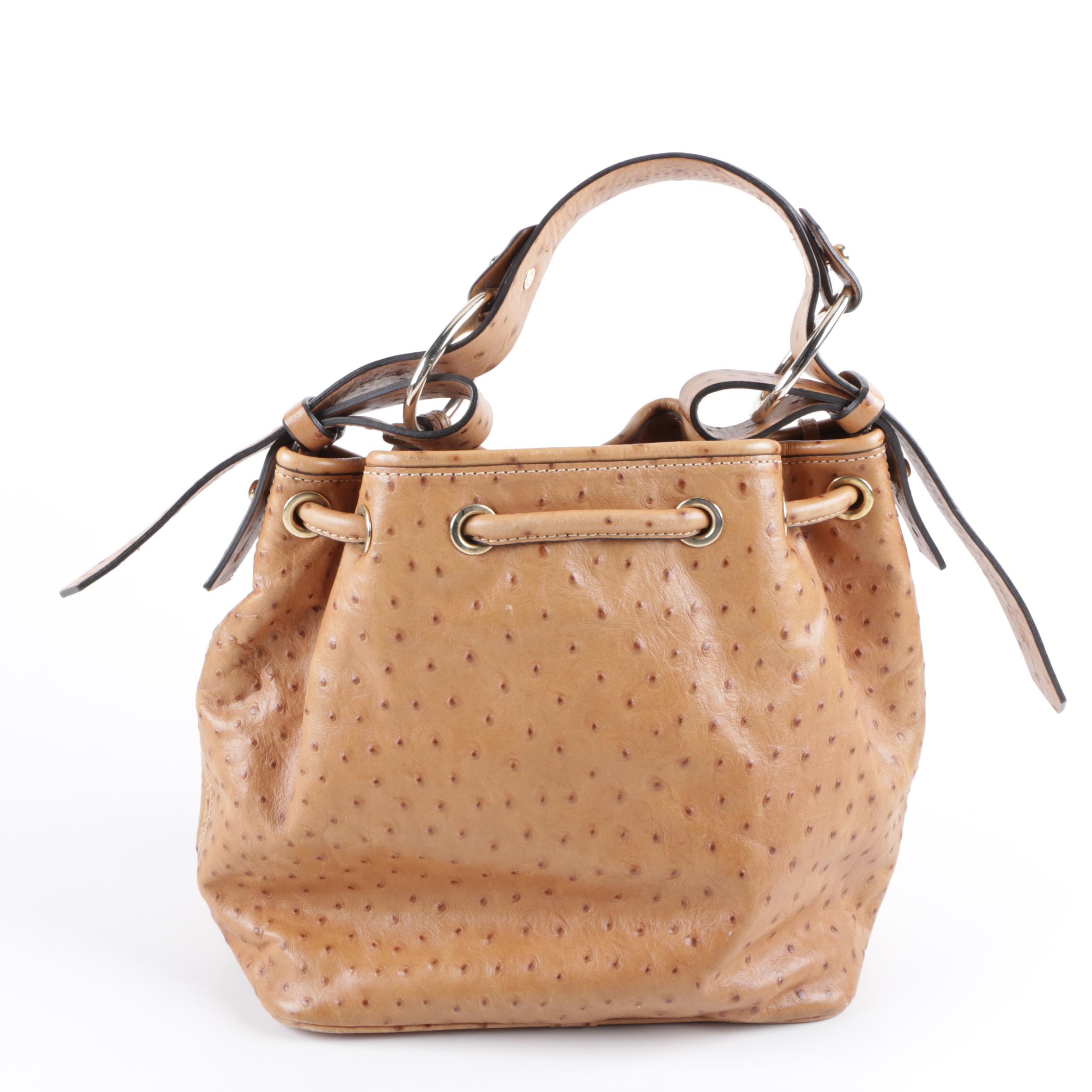 Dooney & Bourke Ostrich Embossed Leather Bucket Bag