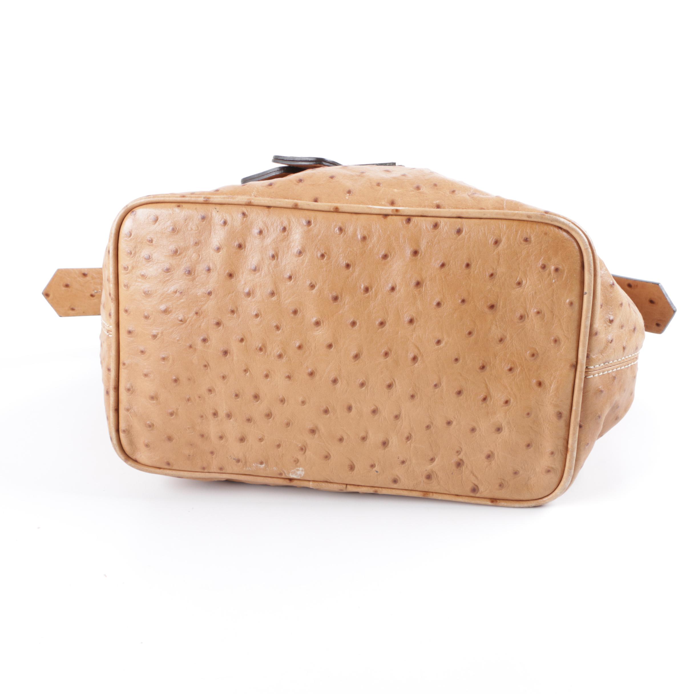Dooney & Bourke Ostrich Embossed Leather Bucket Bag