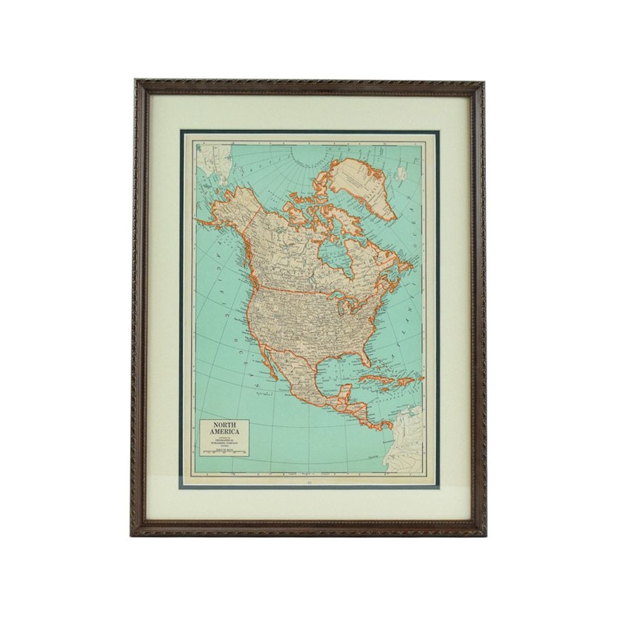 1942 Map of North America from "New International Atlas of the World"